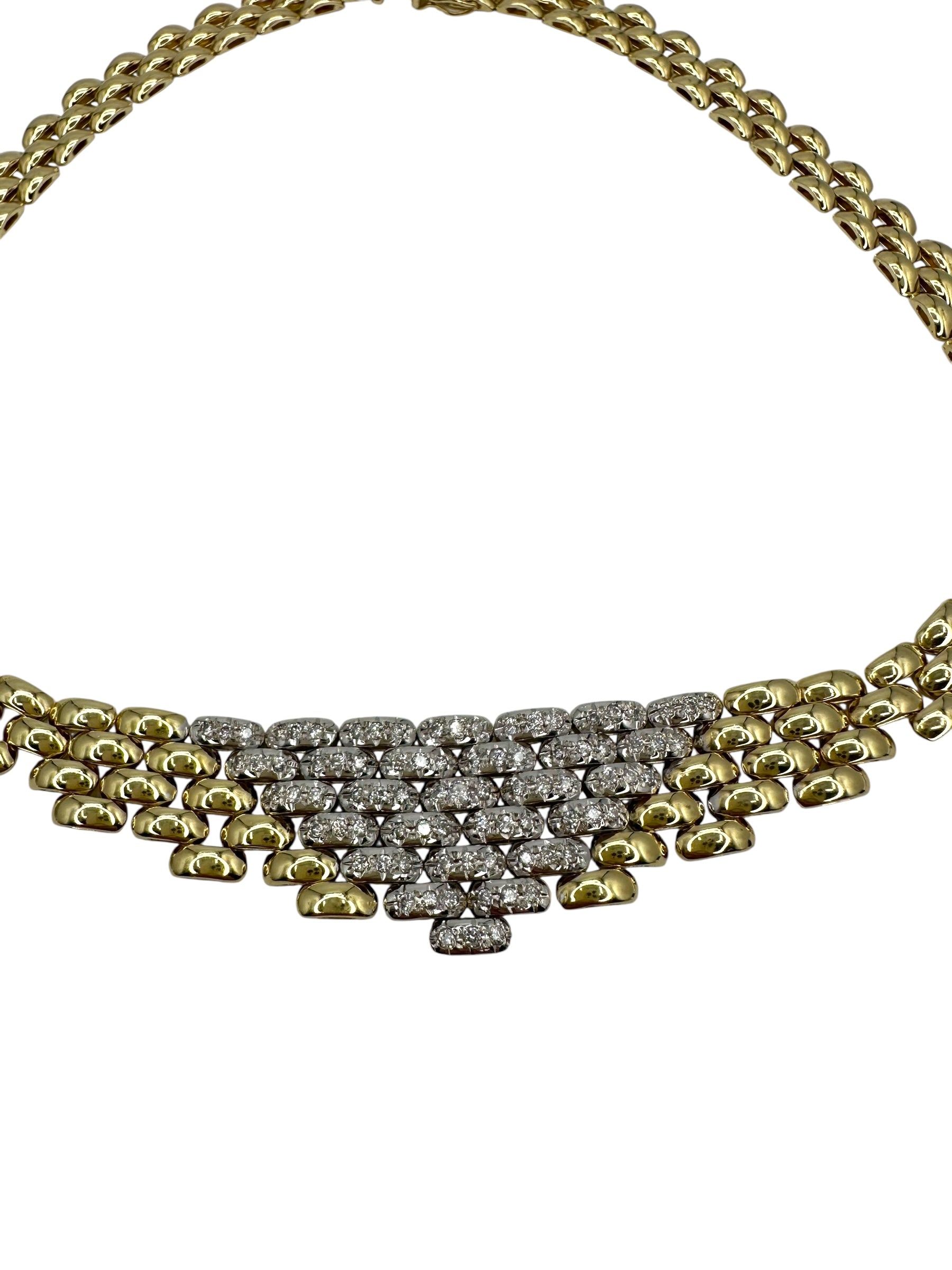 14k Diamond Panther Link Collar Necklace