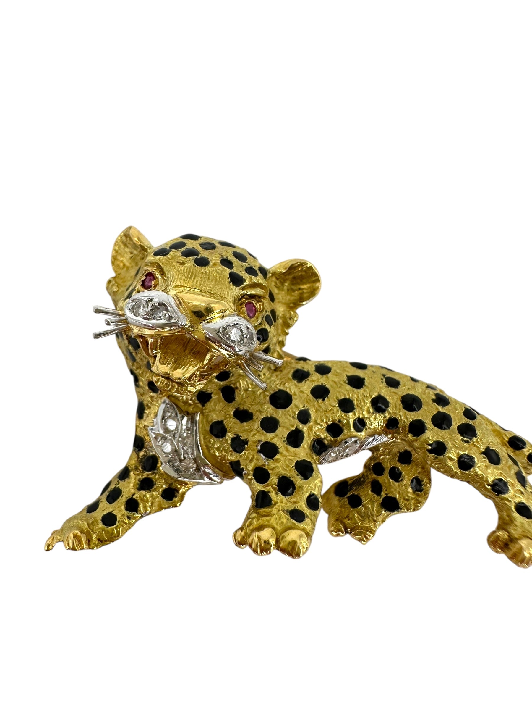 18k Diamond Cheetah Brooch