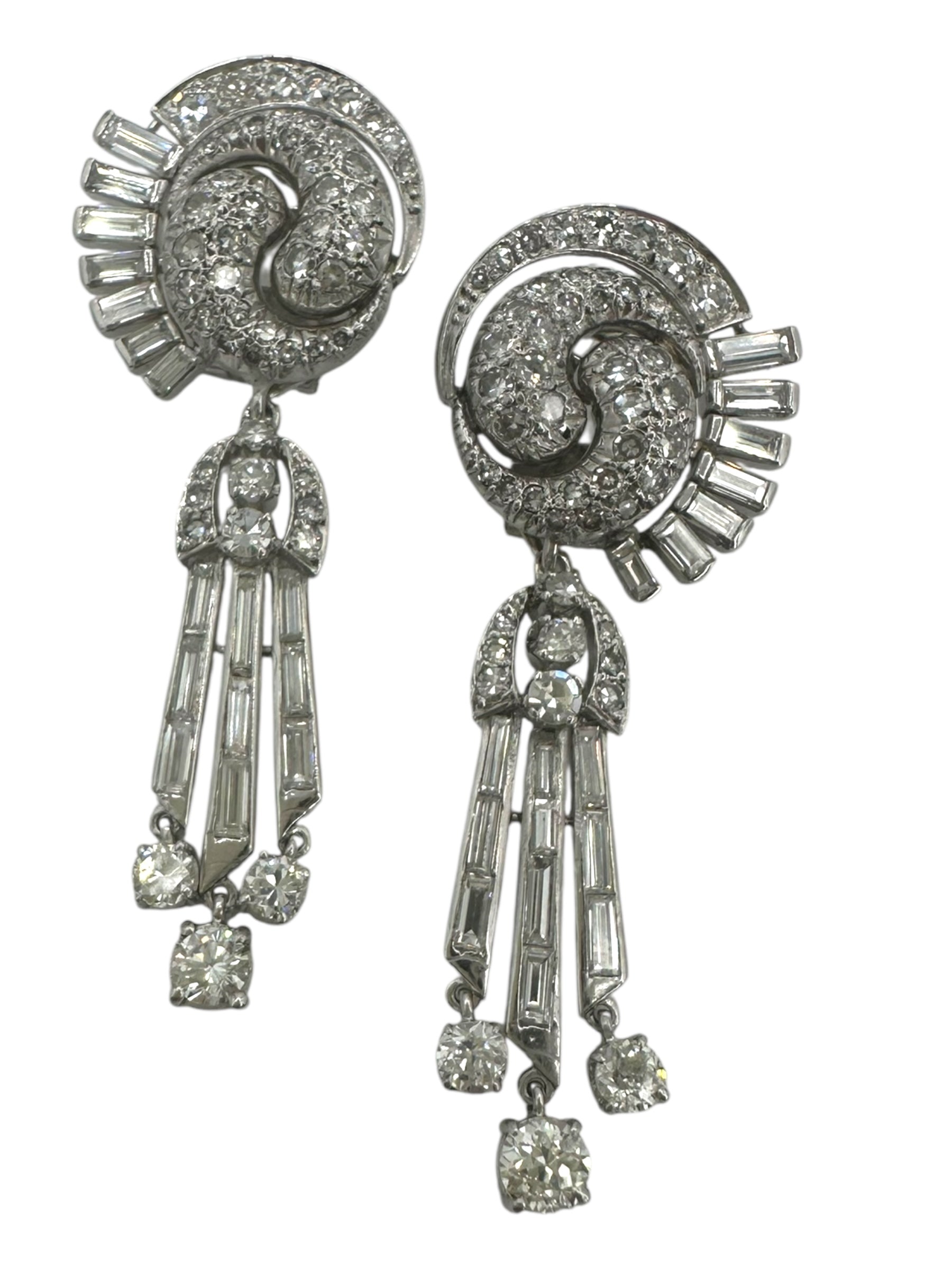 Platinum Diamond Day Night Drop Earrings