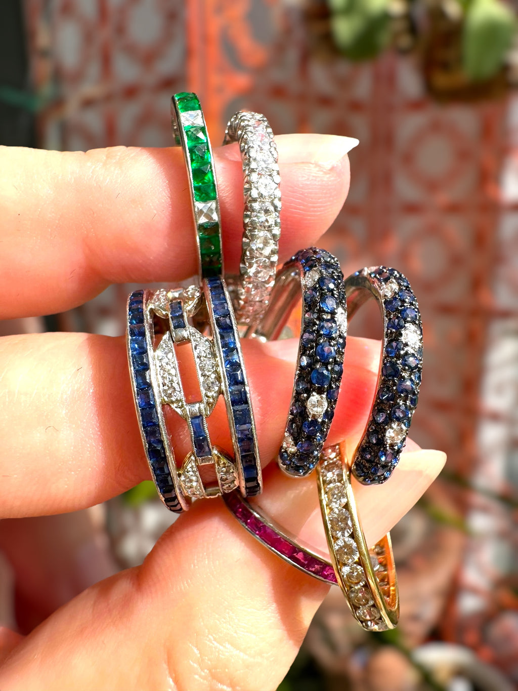 Platinum Emerald Diamond Eternity Ring