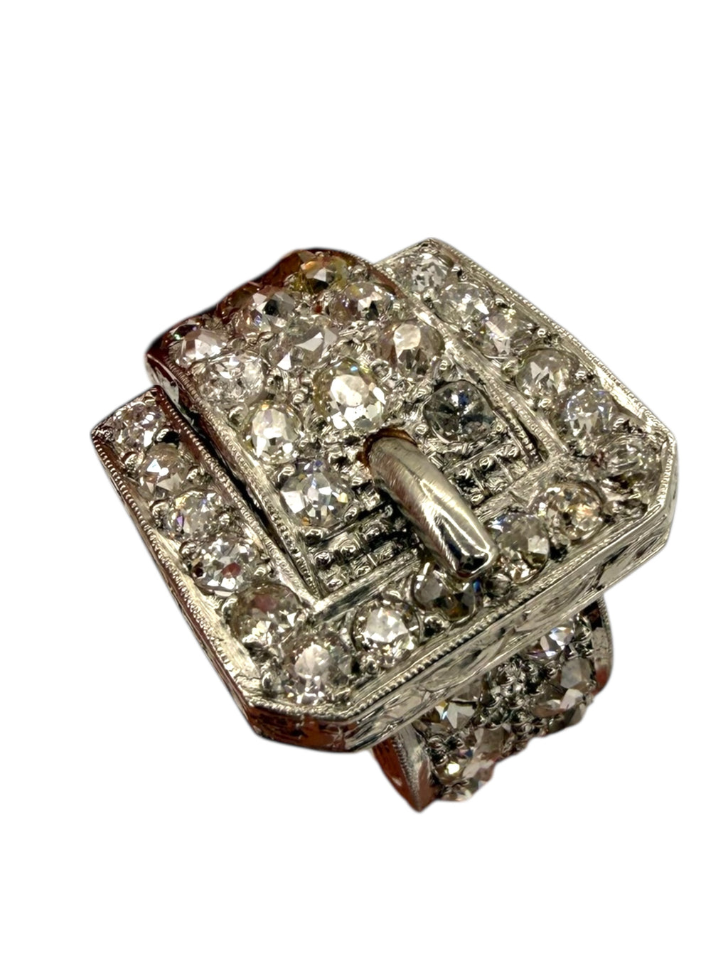 Platinum Art Deco Diamond Buckle Ring
