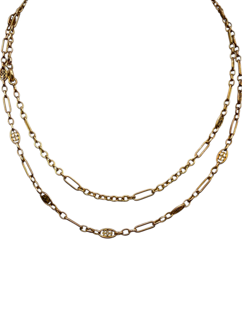 18k Early 1900s Handmade Chain Filigree Stations