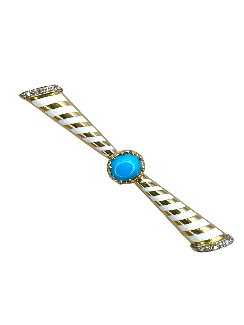 18k Enamel Diamond Turquoise Pin