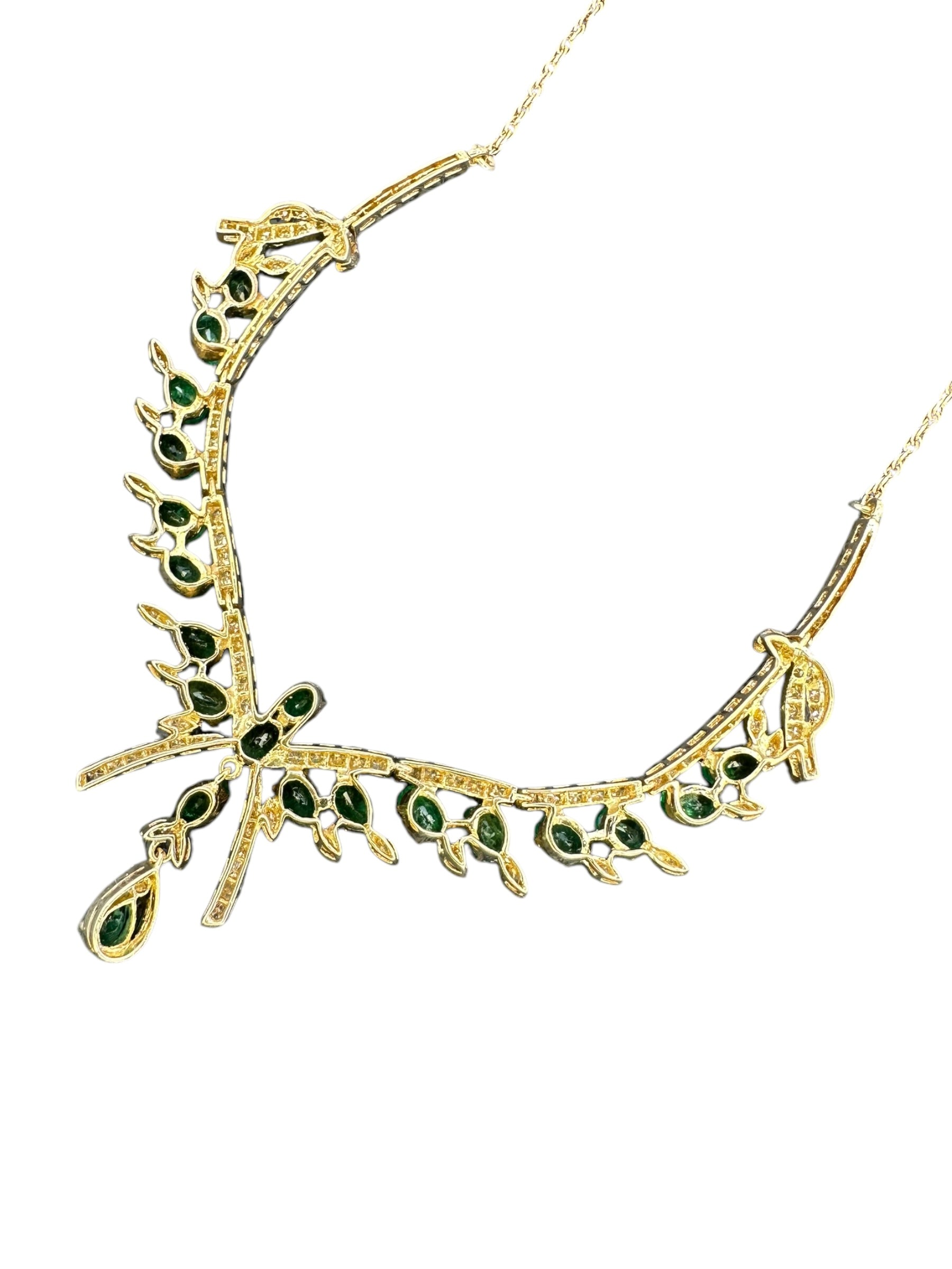 18k Emerald Diamond Bib Necklace