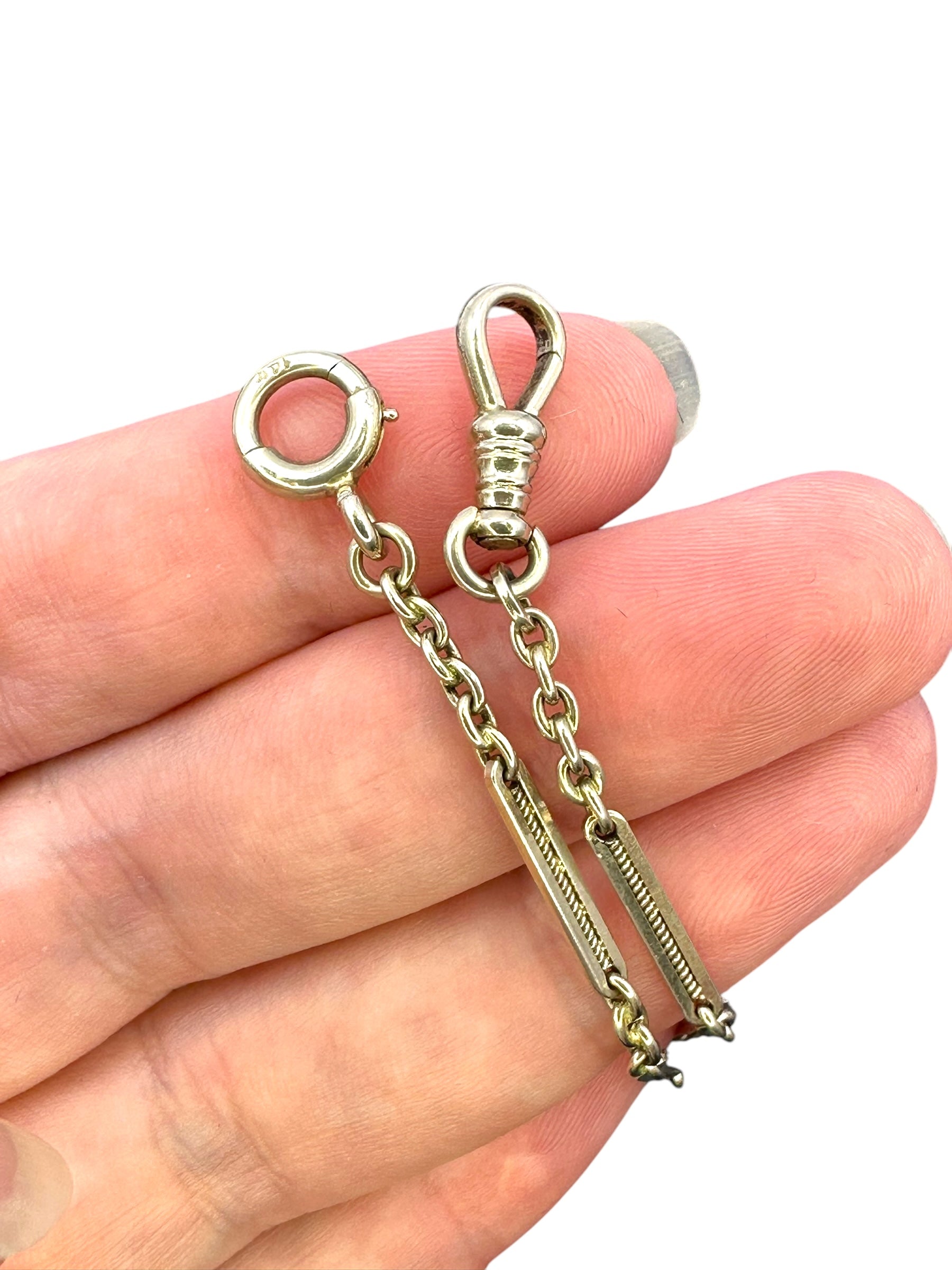 14k White Gold Twist Link Watch Chain