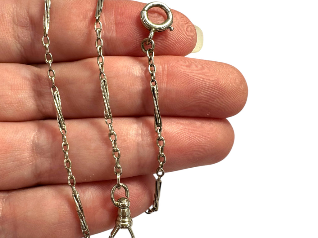 14k White Gold Twist Link Watch Chain