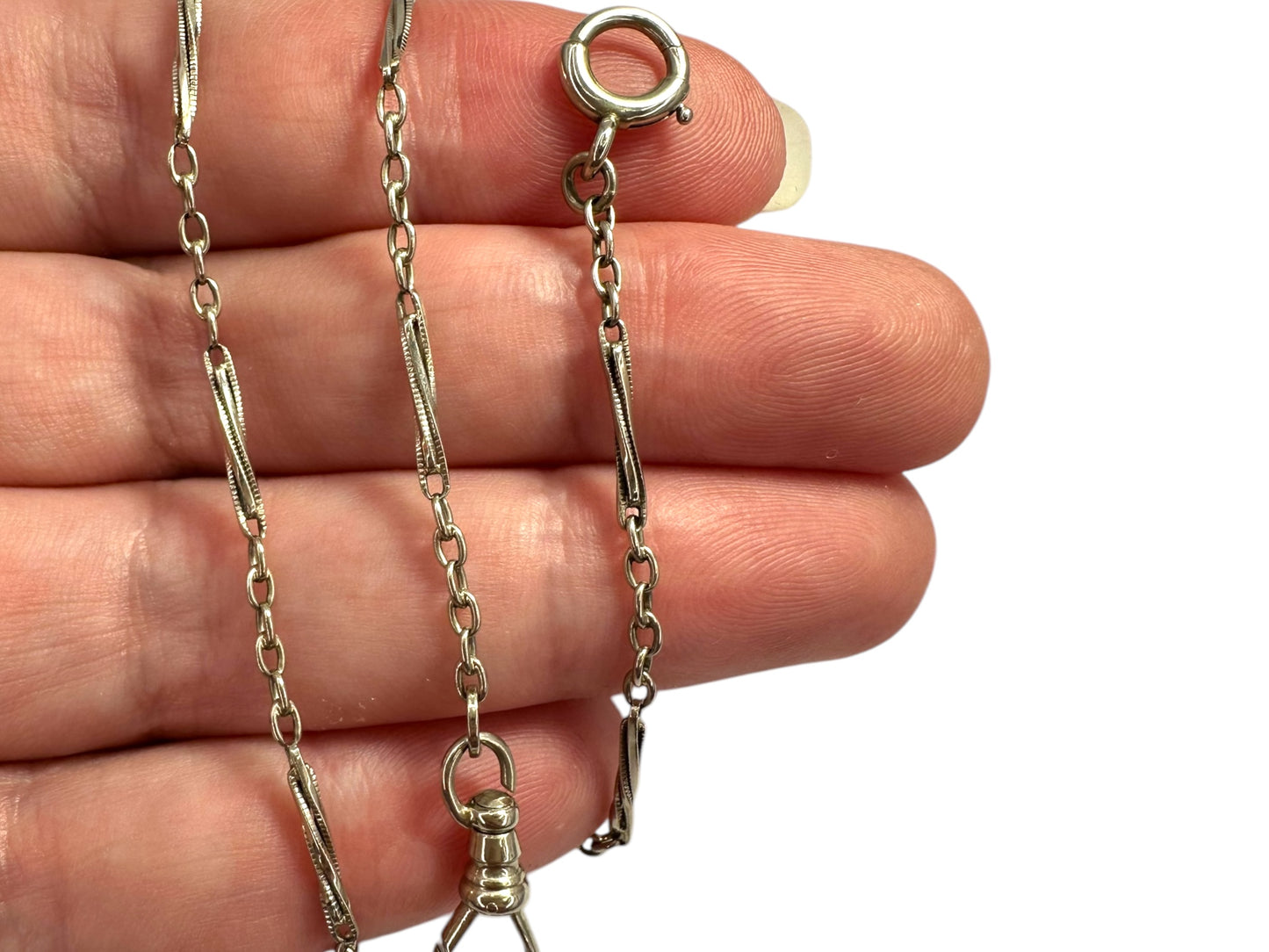 14k White Gold Twist Link Watch Chain