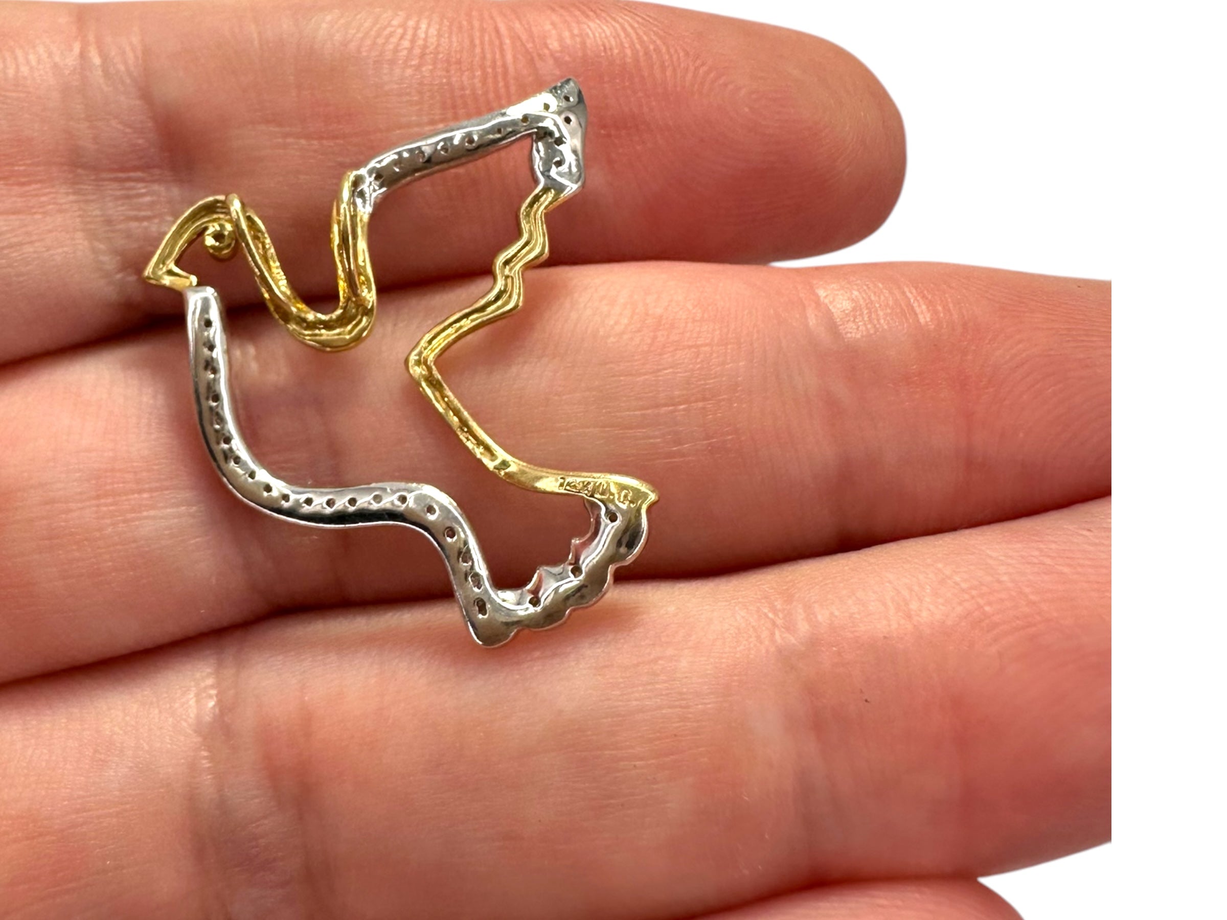 14k Diamond Dove Pendant