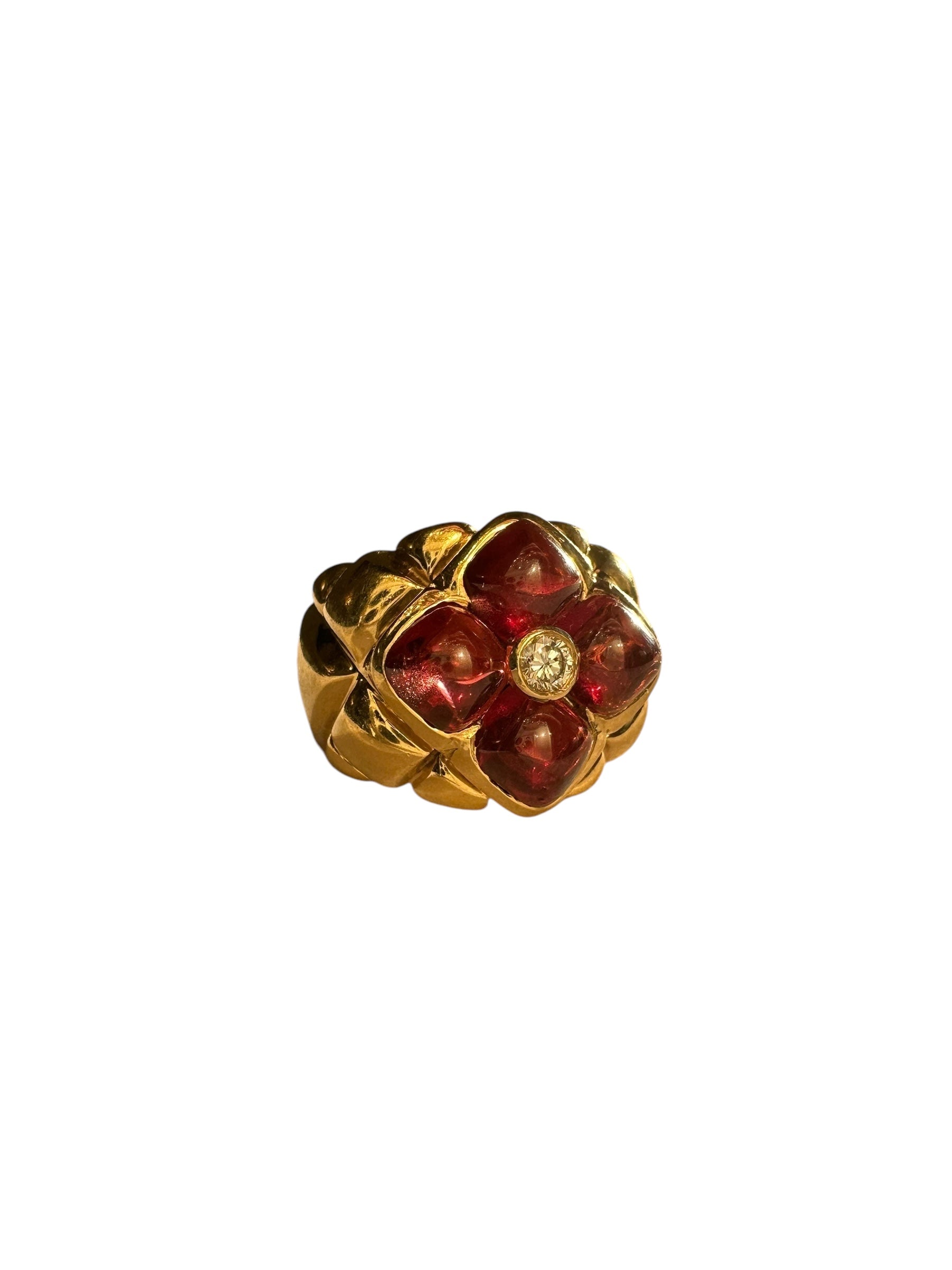 18k Tourmaline Diamond Clover Ring