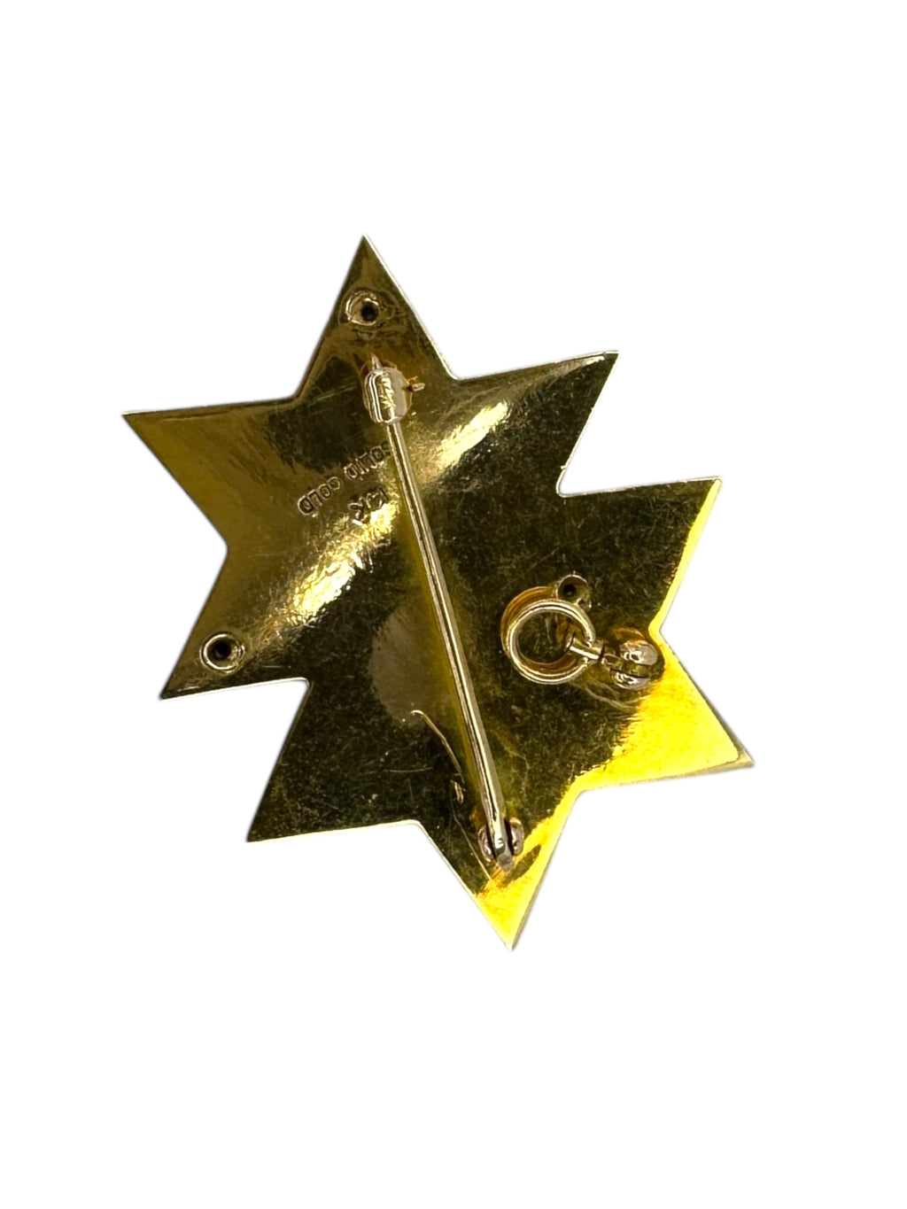 14k Enamel Double Star Diamond Brooch/ Pendant