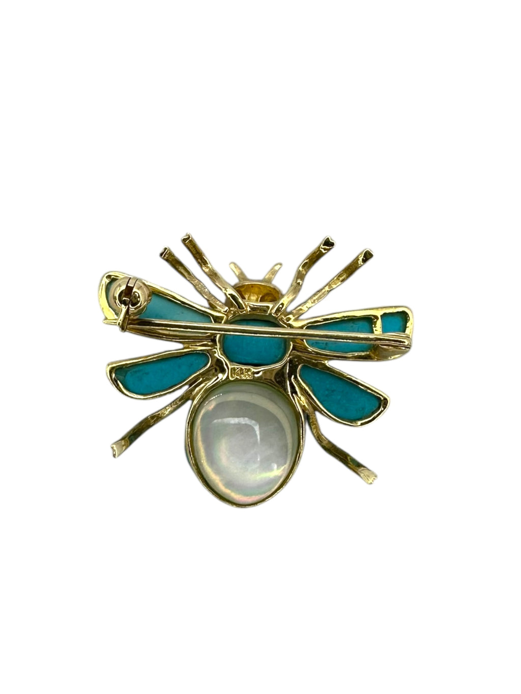 14k Turquoise Bee Brooch
