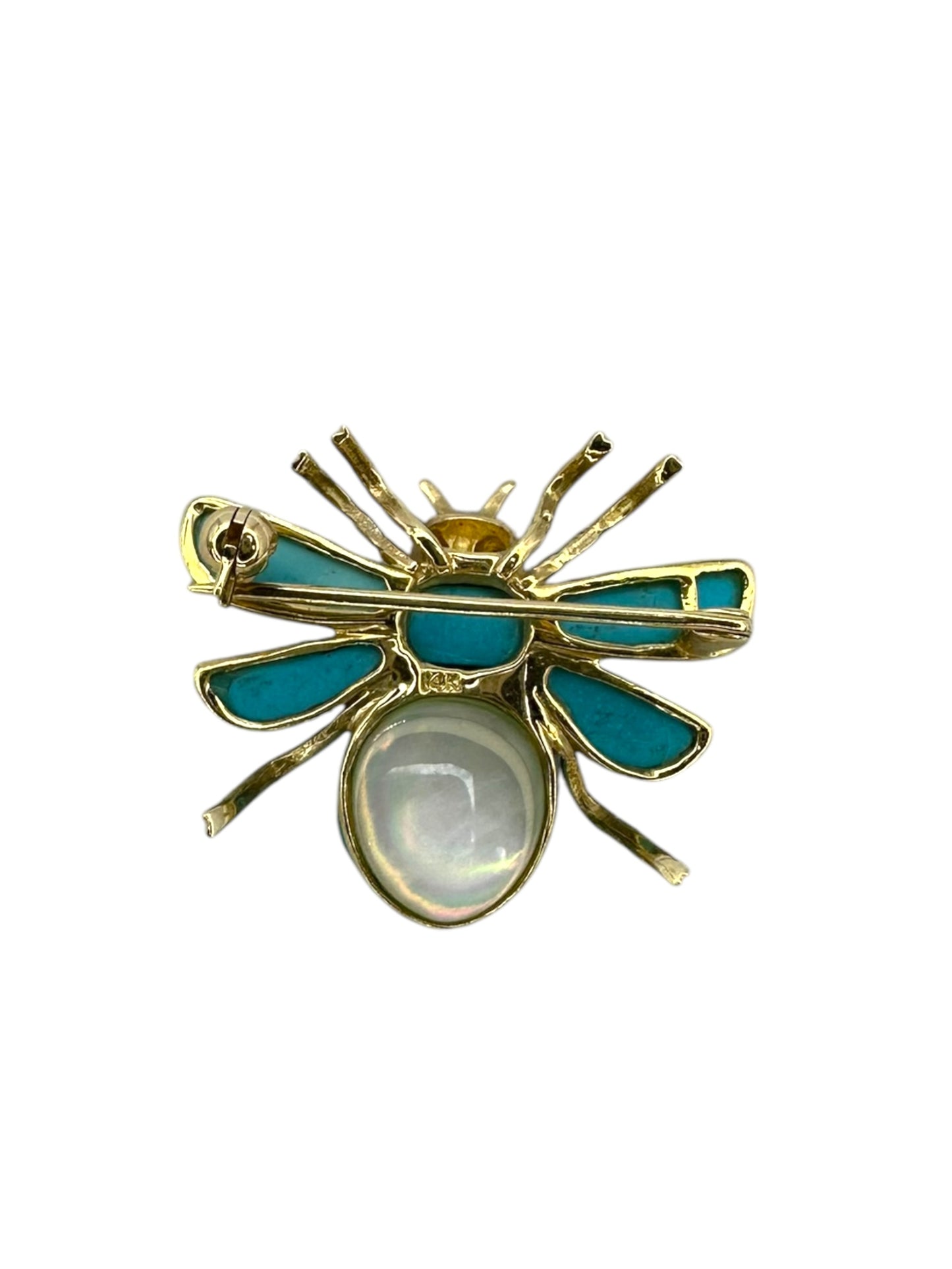14k Turquoise Bee Brooch