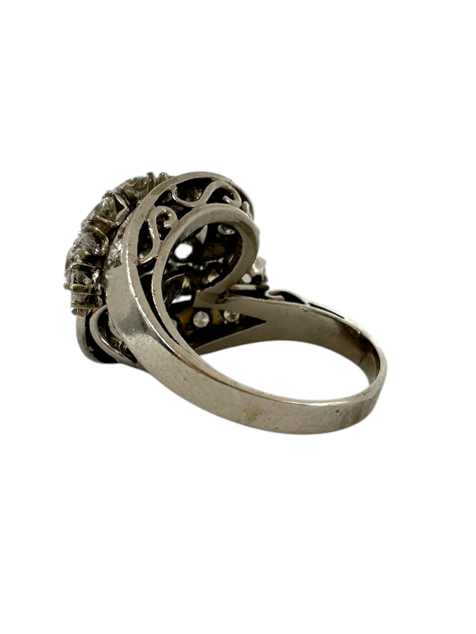 Platinum Bombe Cluster Cocktail Ring