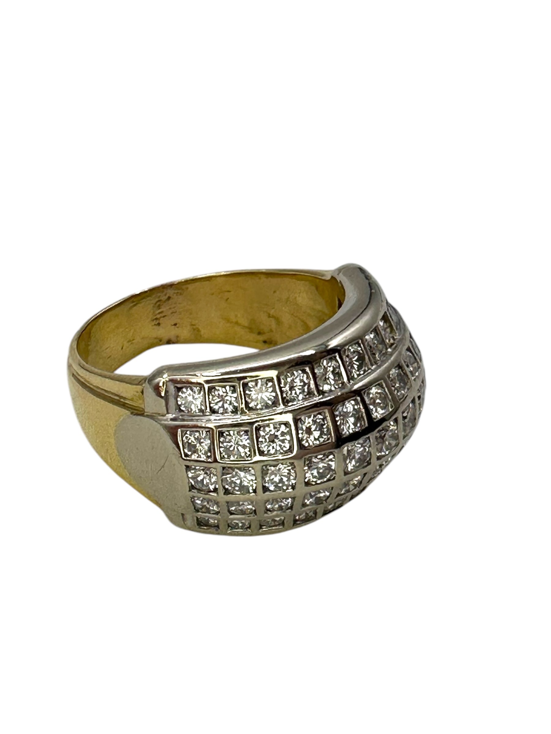 18k Two Tone Chunky Diamond Band Ring
