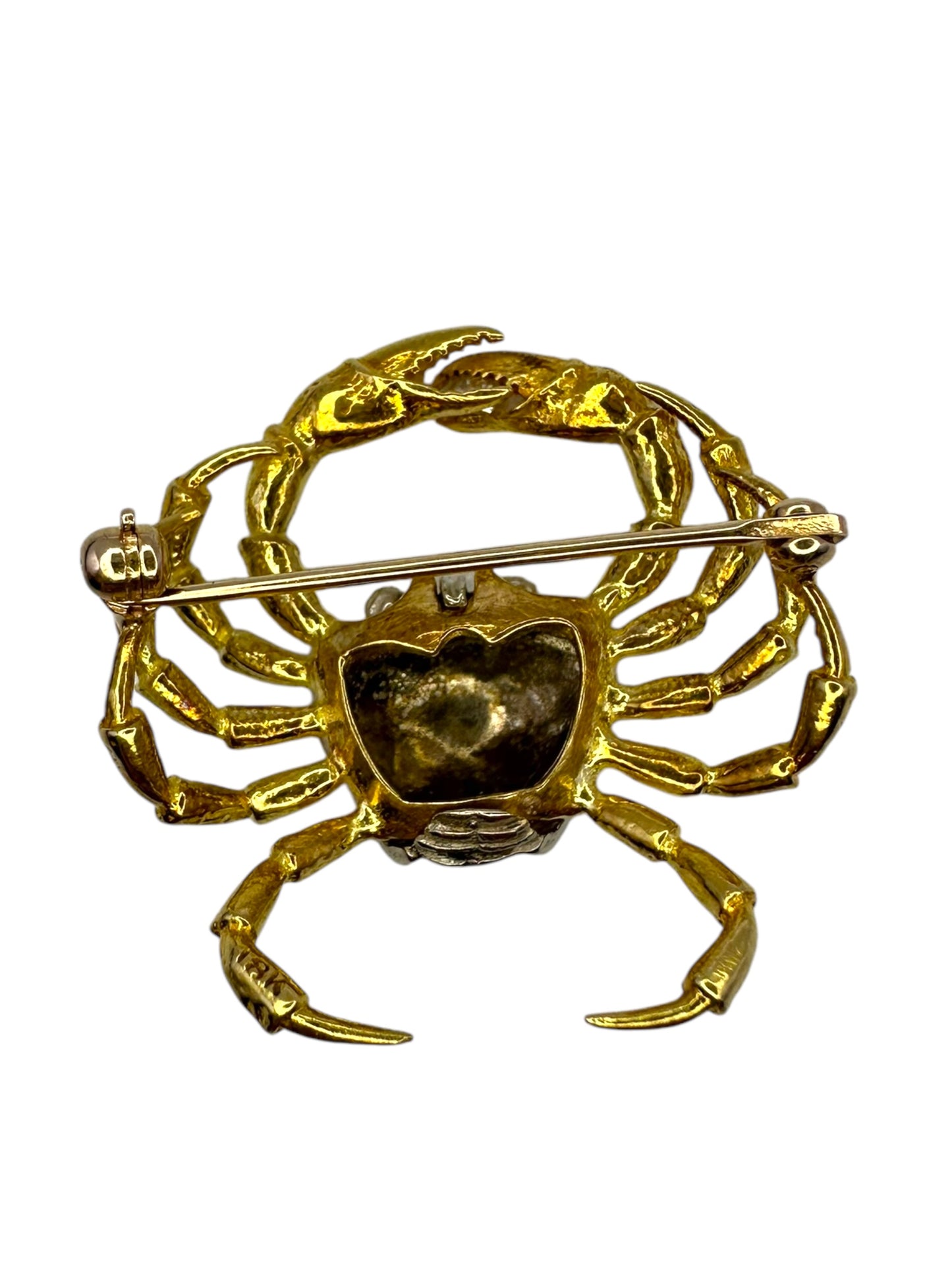 18k Two Tone Crab Brooch