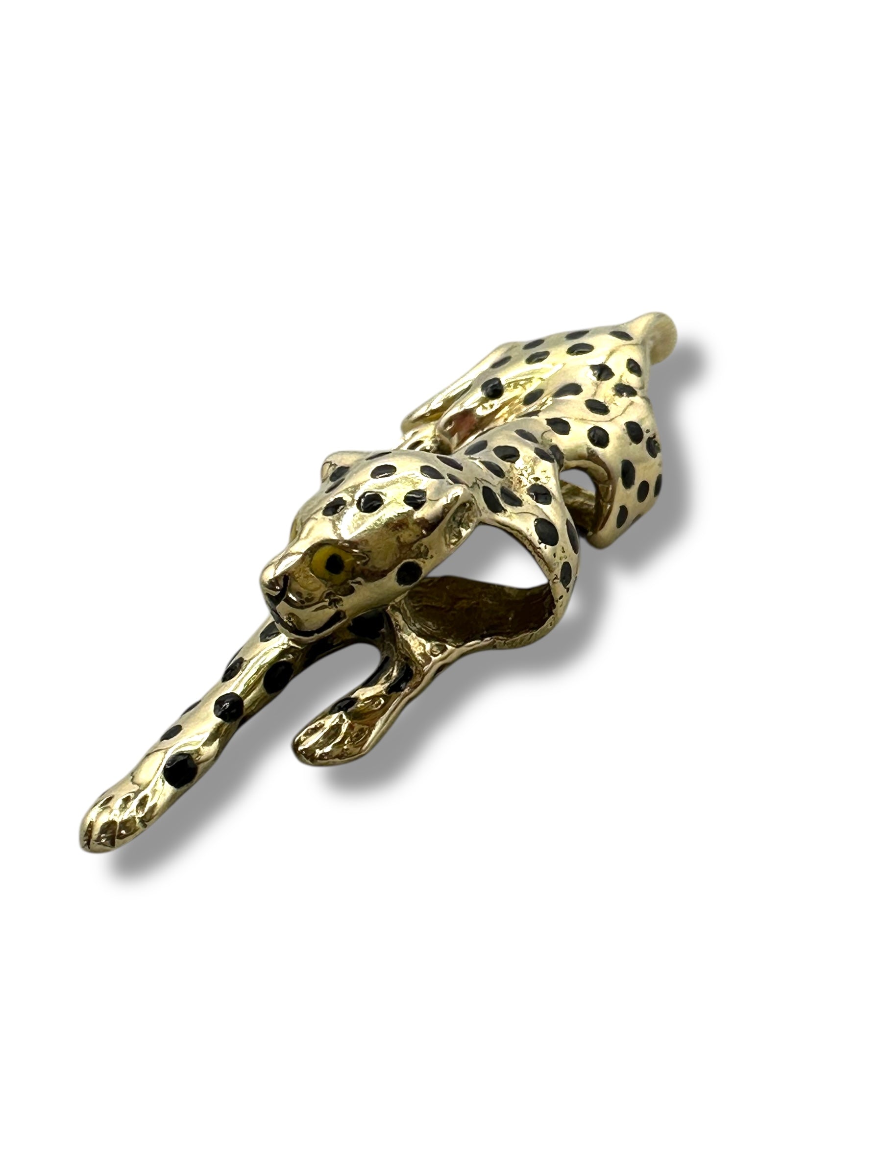 14k Enamel Panther Slide Pendant