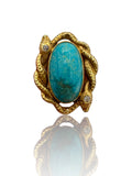 14k Turquoise Double Snake Ring