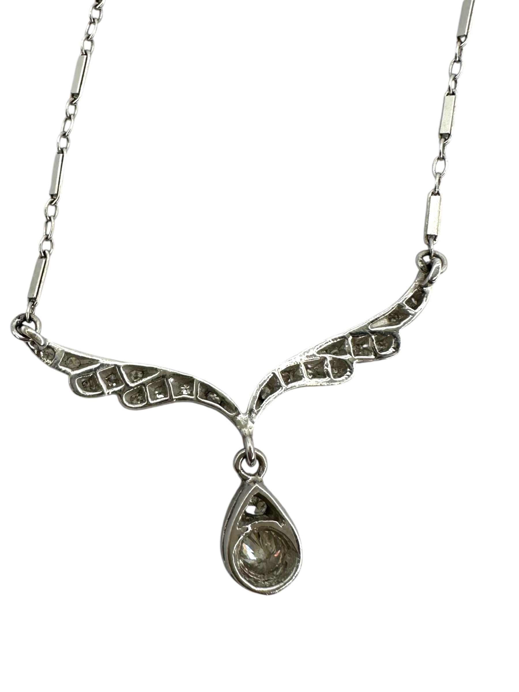 14k Diamond Wing Shaped Pendant Necklace