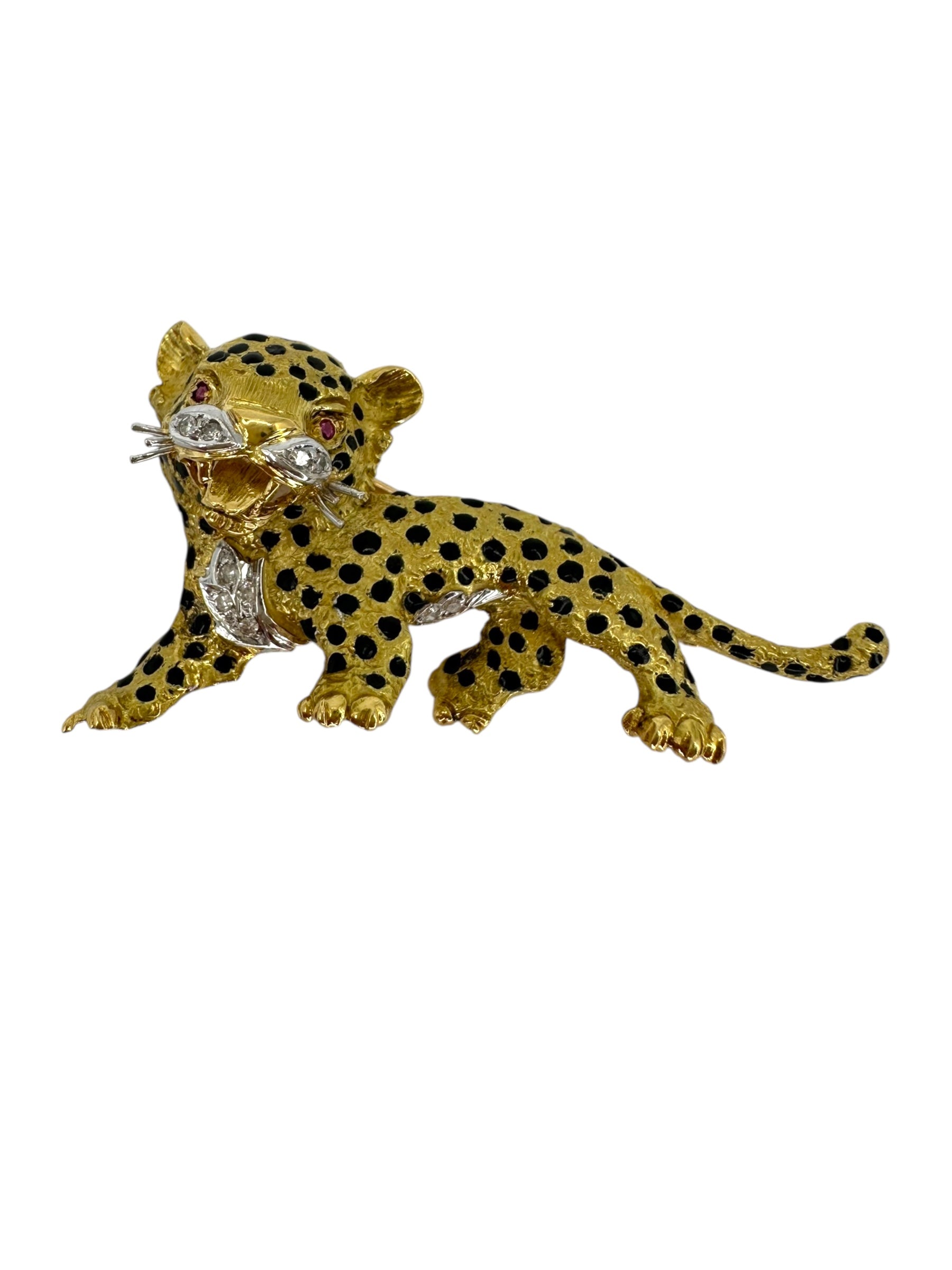 18k Diamond Cheetah Brooch