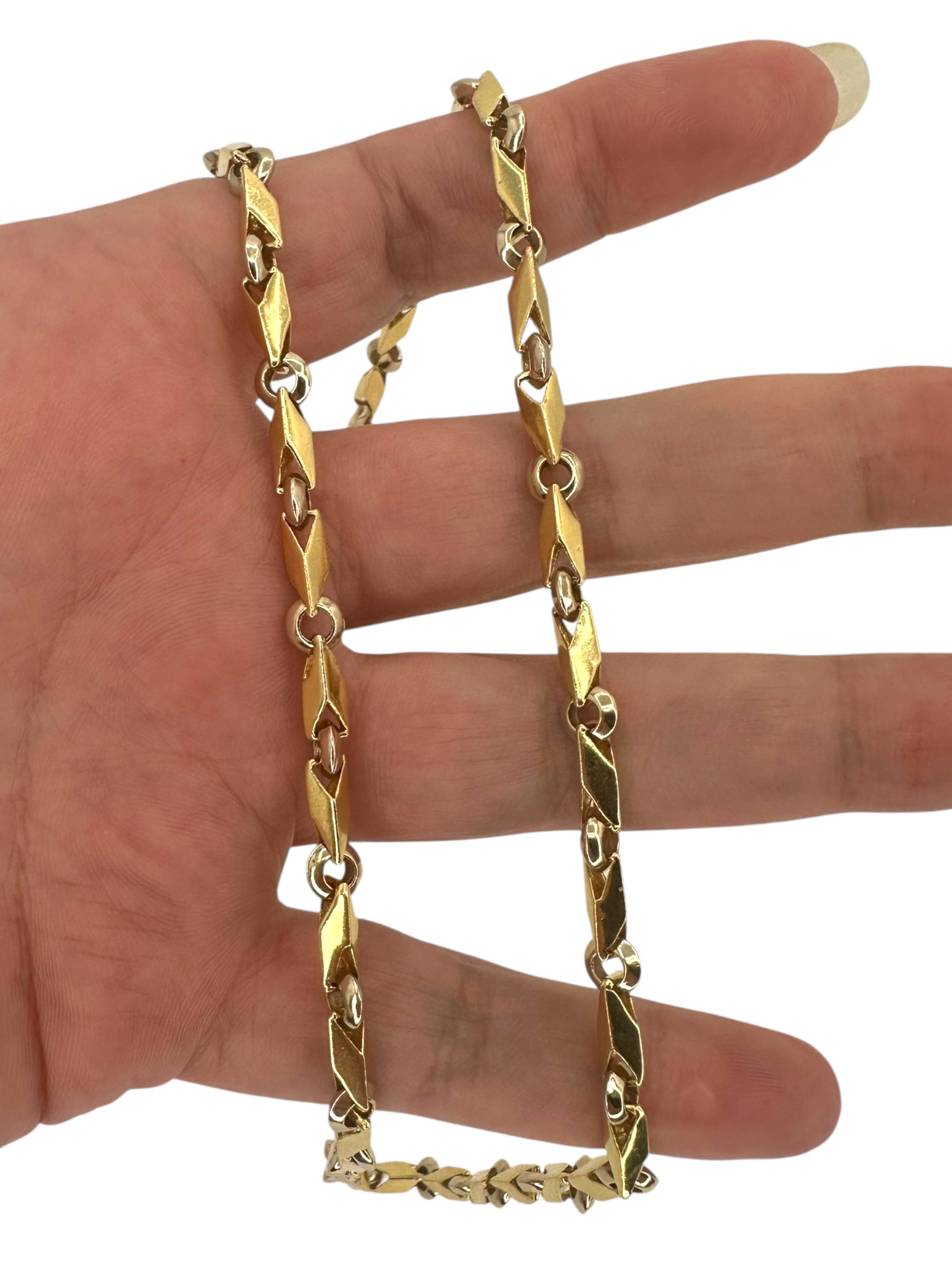 14k Two Tone Fancy Link Necklace