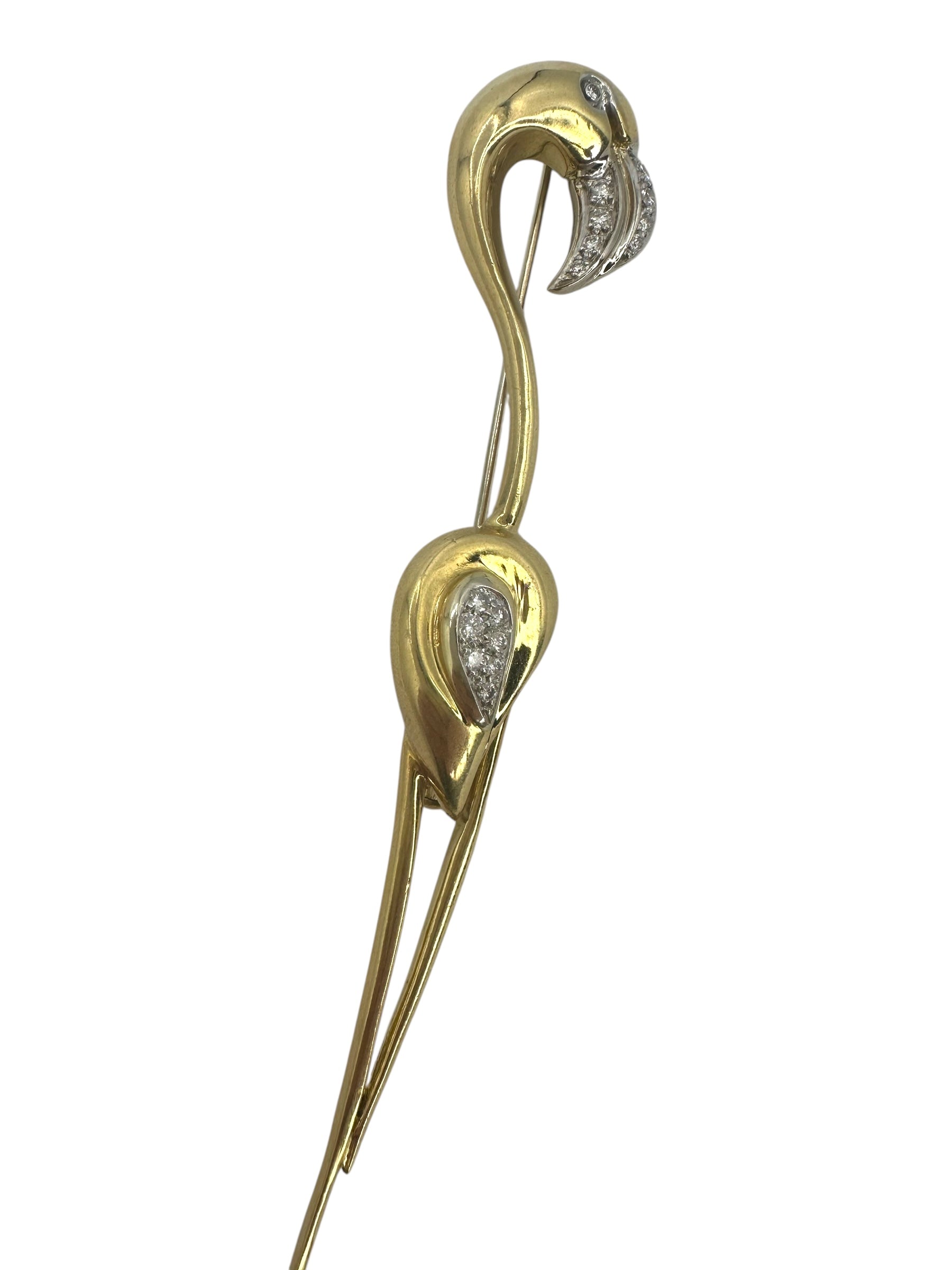 18k Diamond Flamingo Brooch