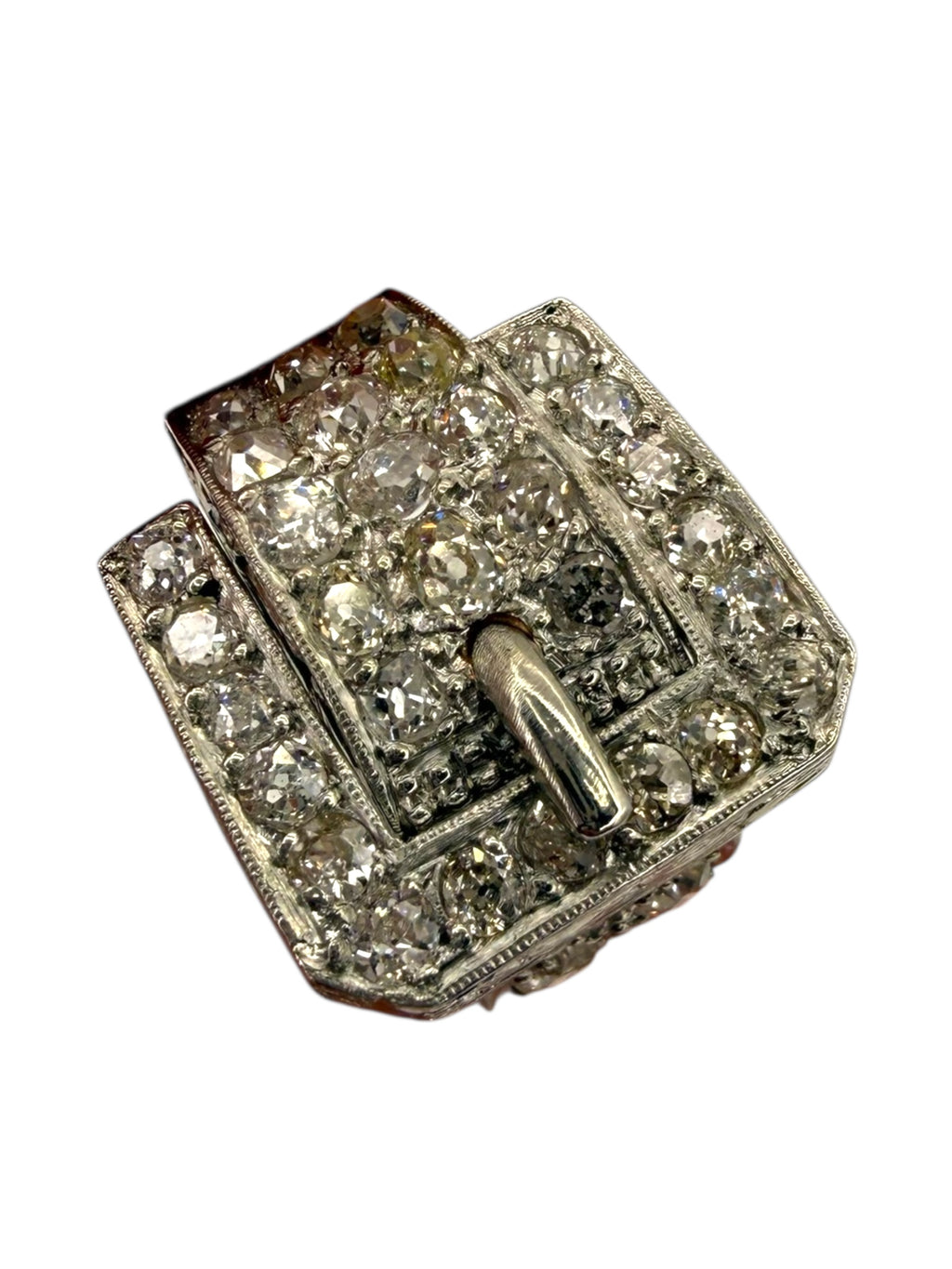 Platinum Art Deco Diamond Buckle Ring