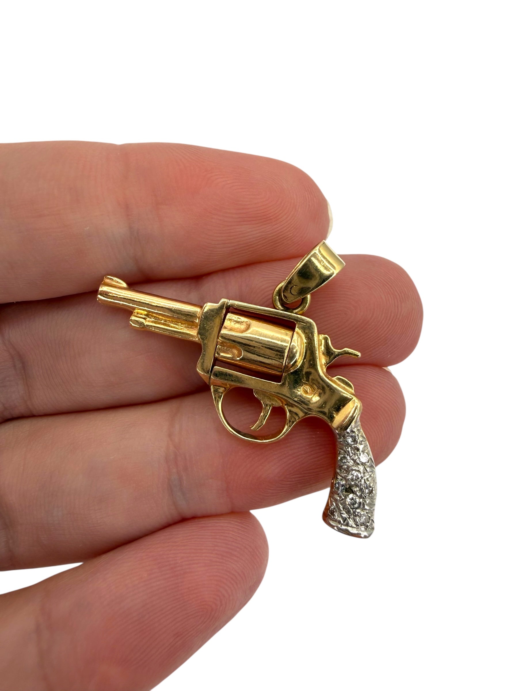 14k Diamond Revolver Pendant