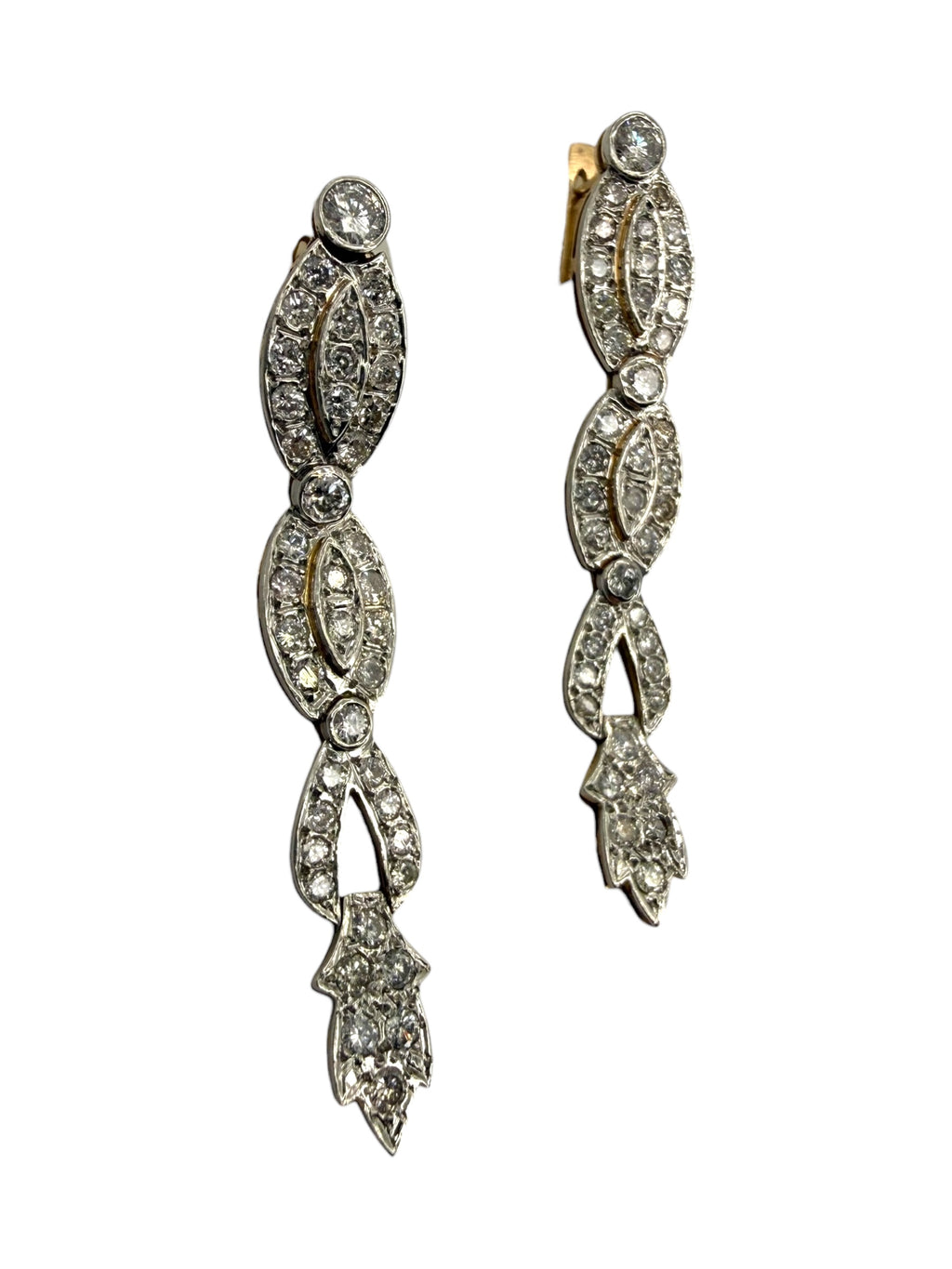 18k/ Platinum Diamond Drop Earrings