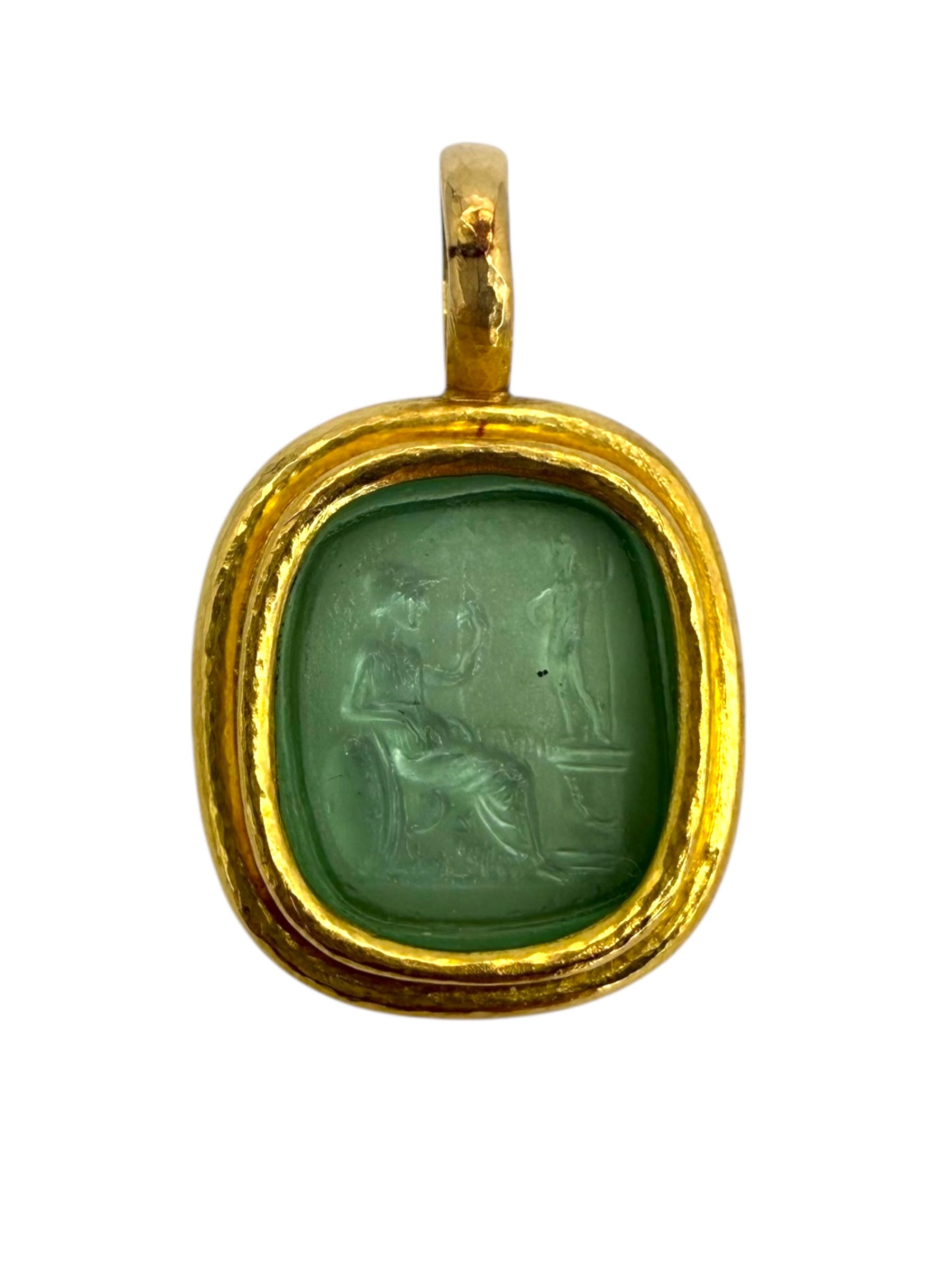 18k Glass Intaglio Pendant
