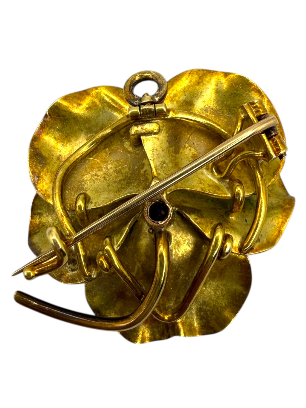 18k Enamel Diamond Pansy Pendant/Brooch