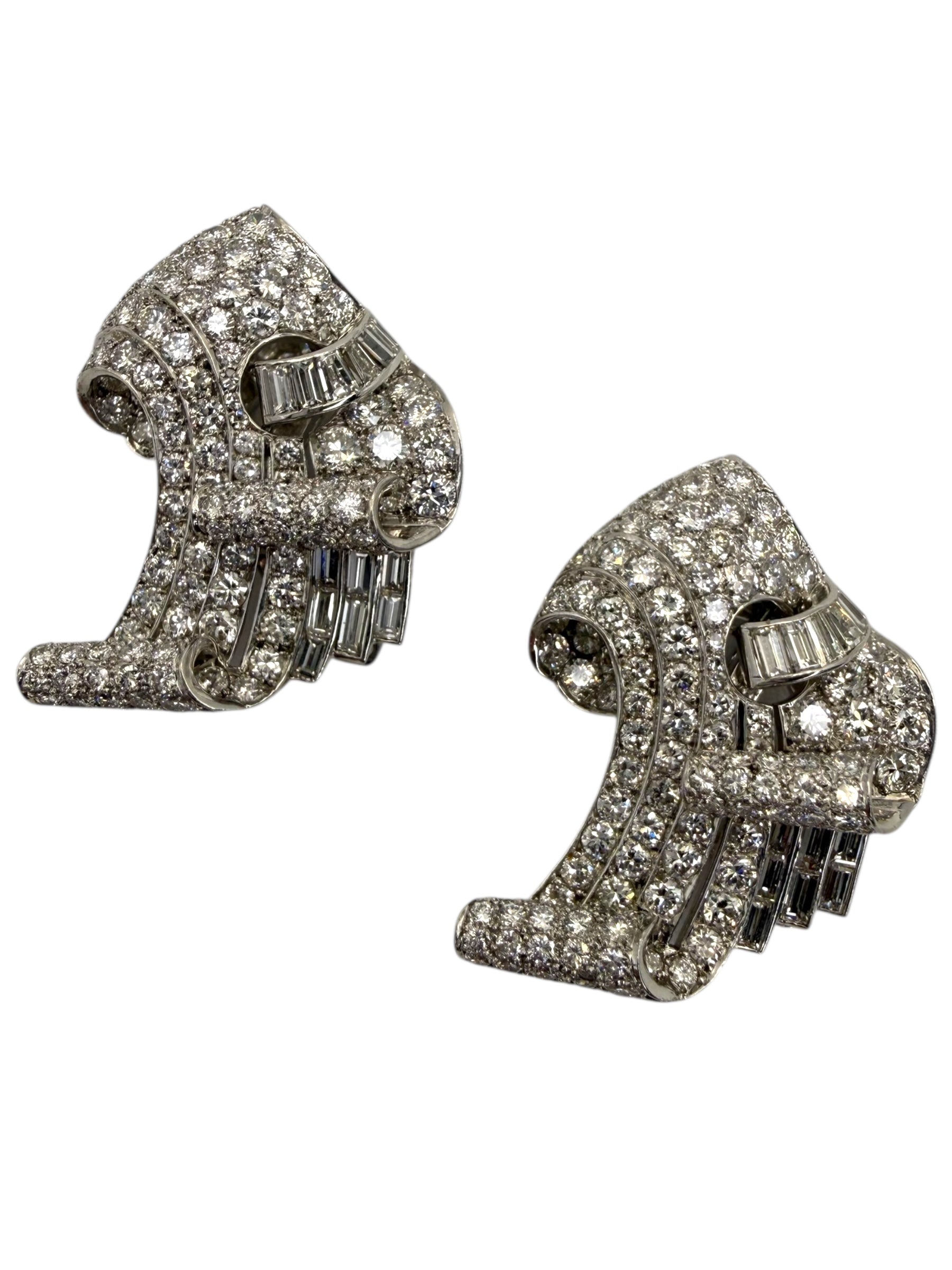 Platinum Diamond Double Clip Brooch