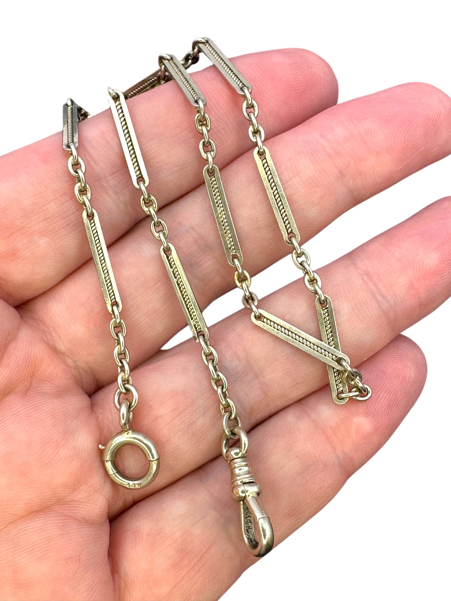 14k White Gold Twist Link Watch Chain