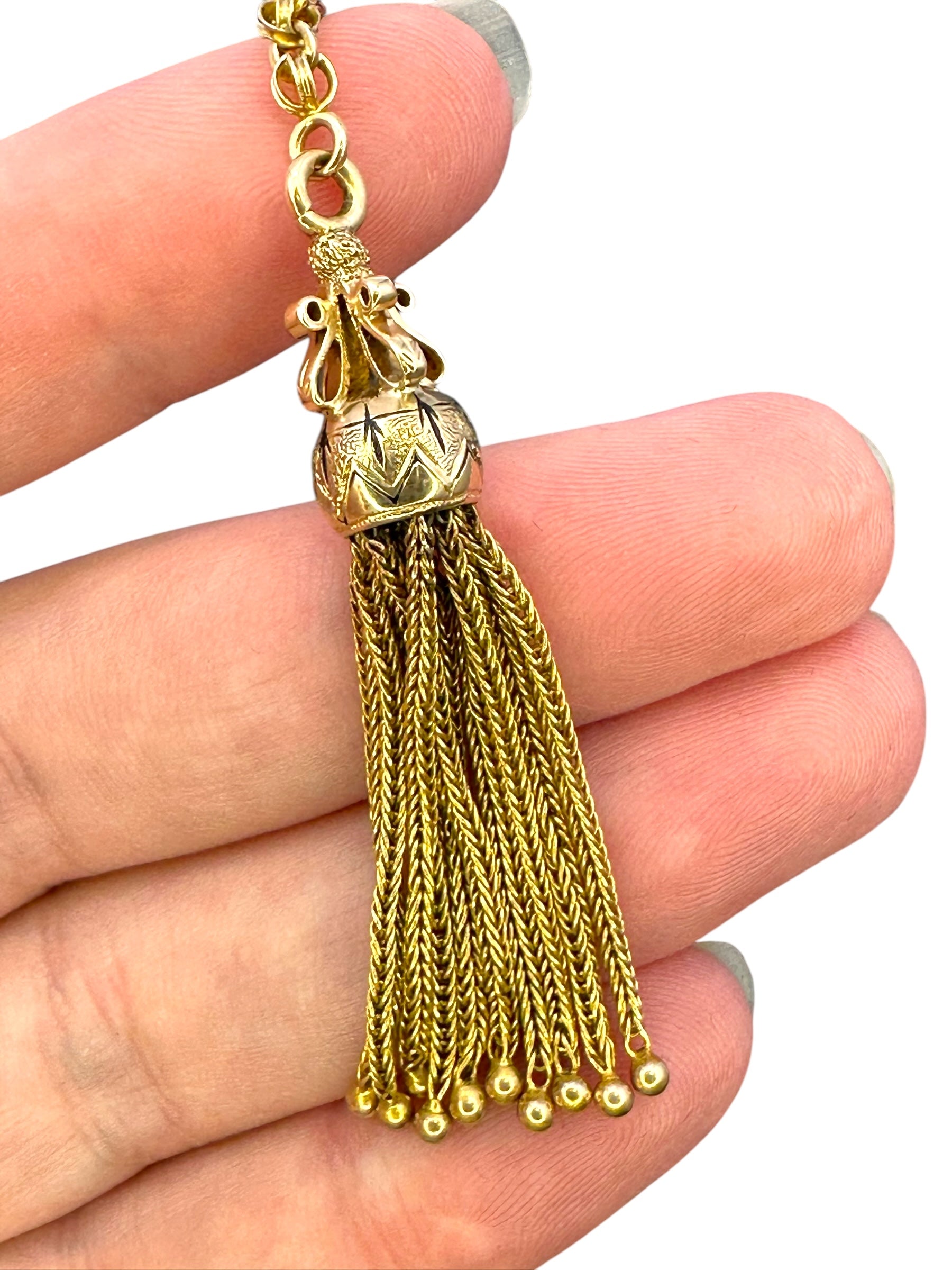 14k Yellow Gold Tassel Fob Chain