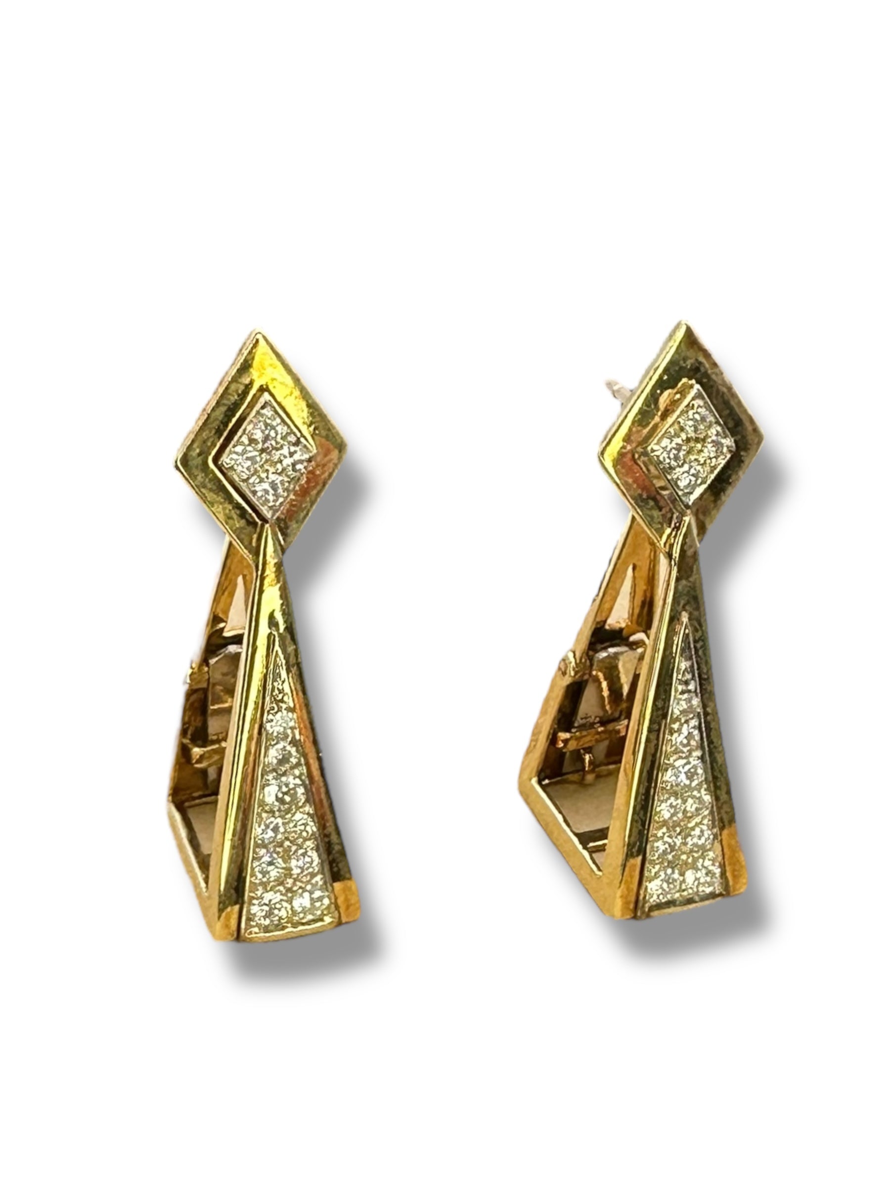 14k Diamond Drop/ Hoop Earrings