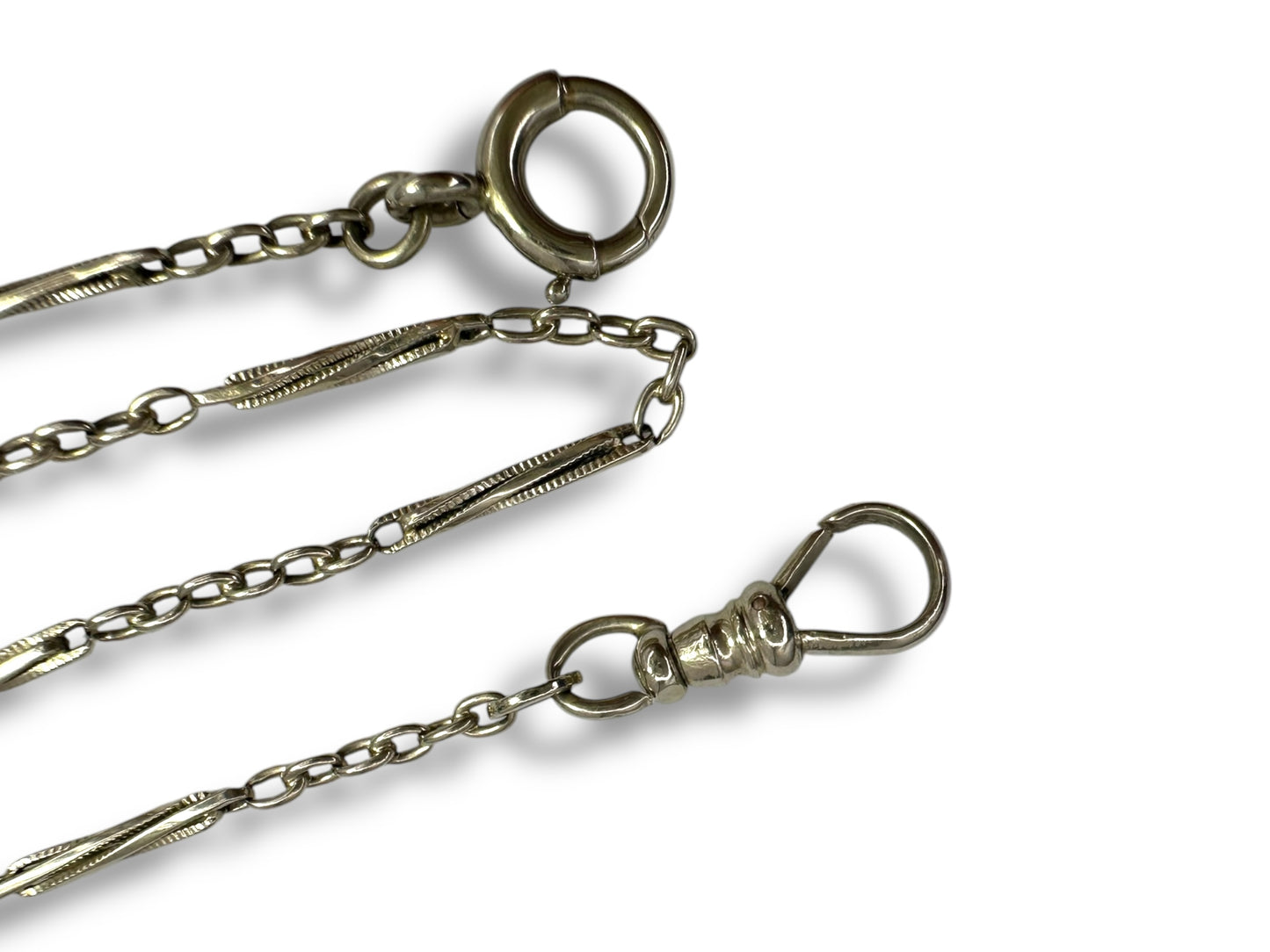 14k White Gold Twist Link Watch Chain