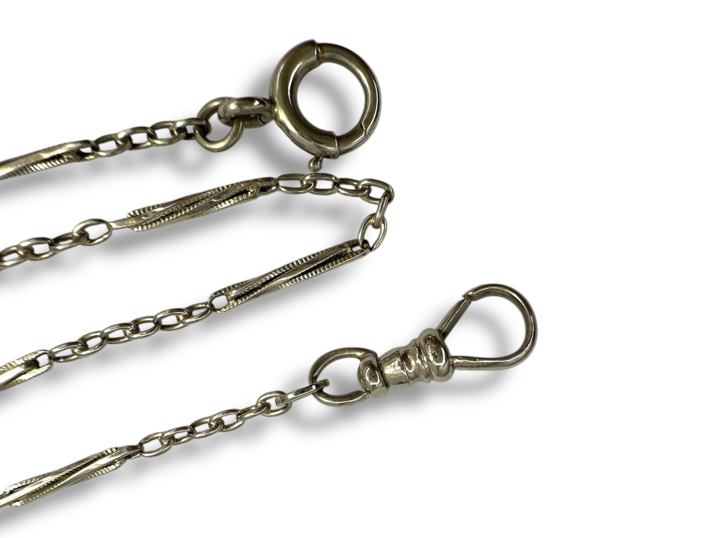 14k White Gold Twist Link Watch Chain