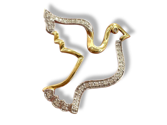 14k Diamond Dove Pendant