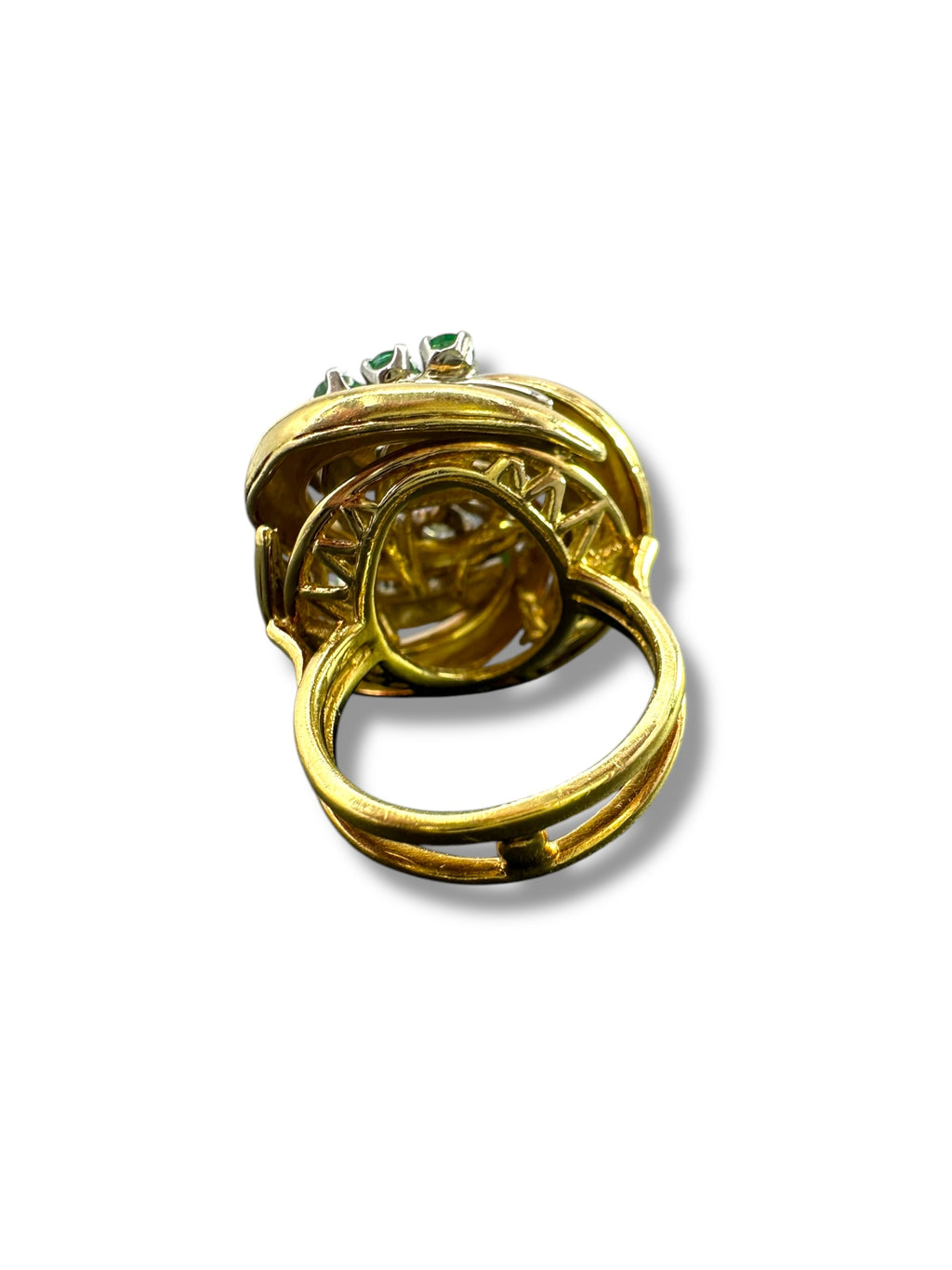 18k Emerald Diamond Swirl Ring
