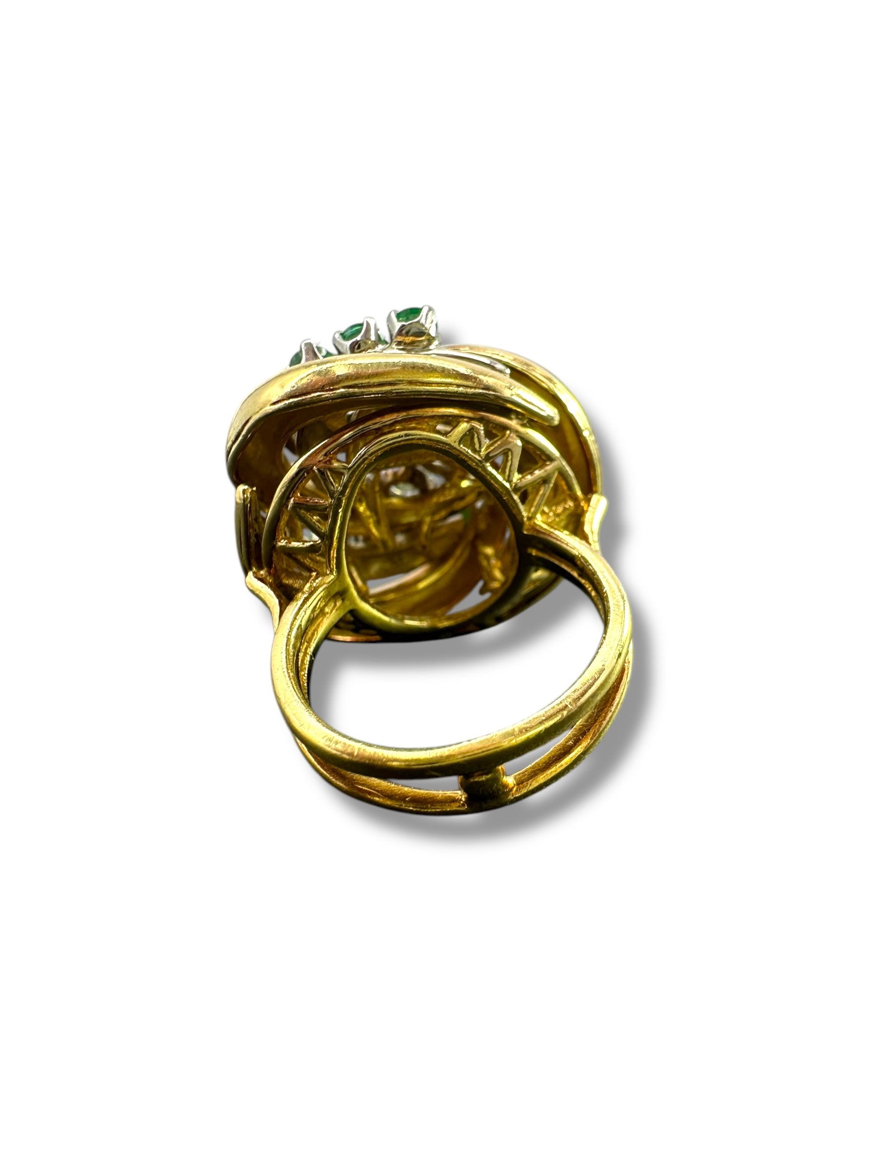 18k Emerald Diamond Swirl Ring
