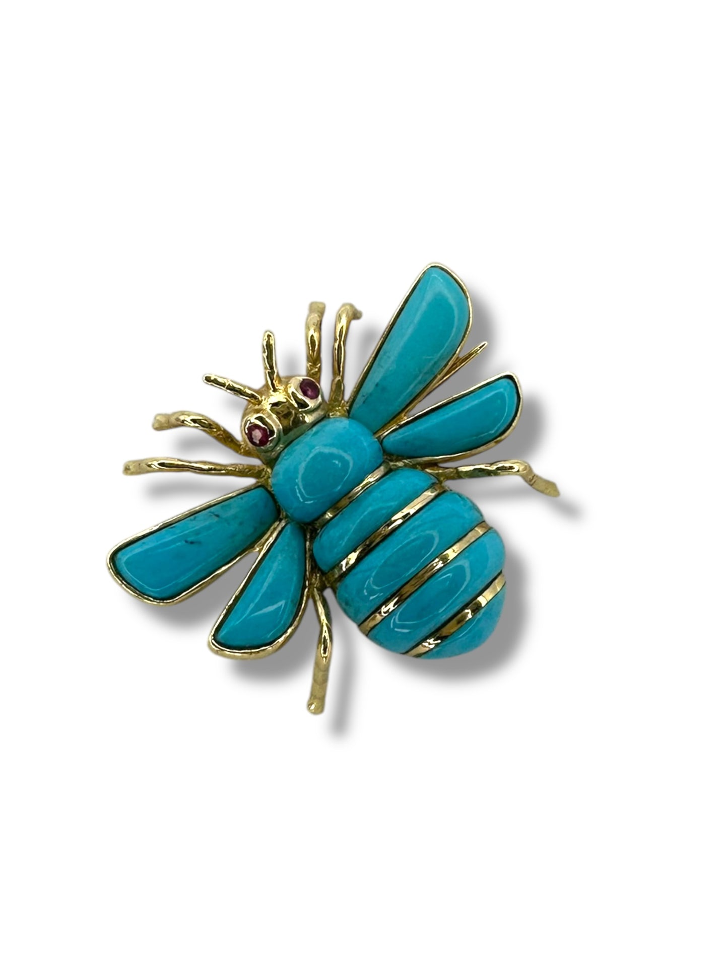 14k Turquoise Bee Brooch