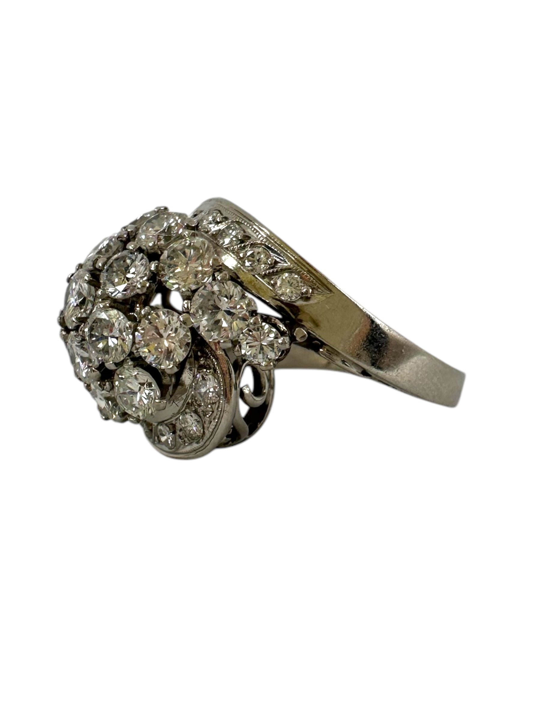 Platinum Bombe Cluster Cocktail Ring