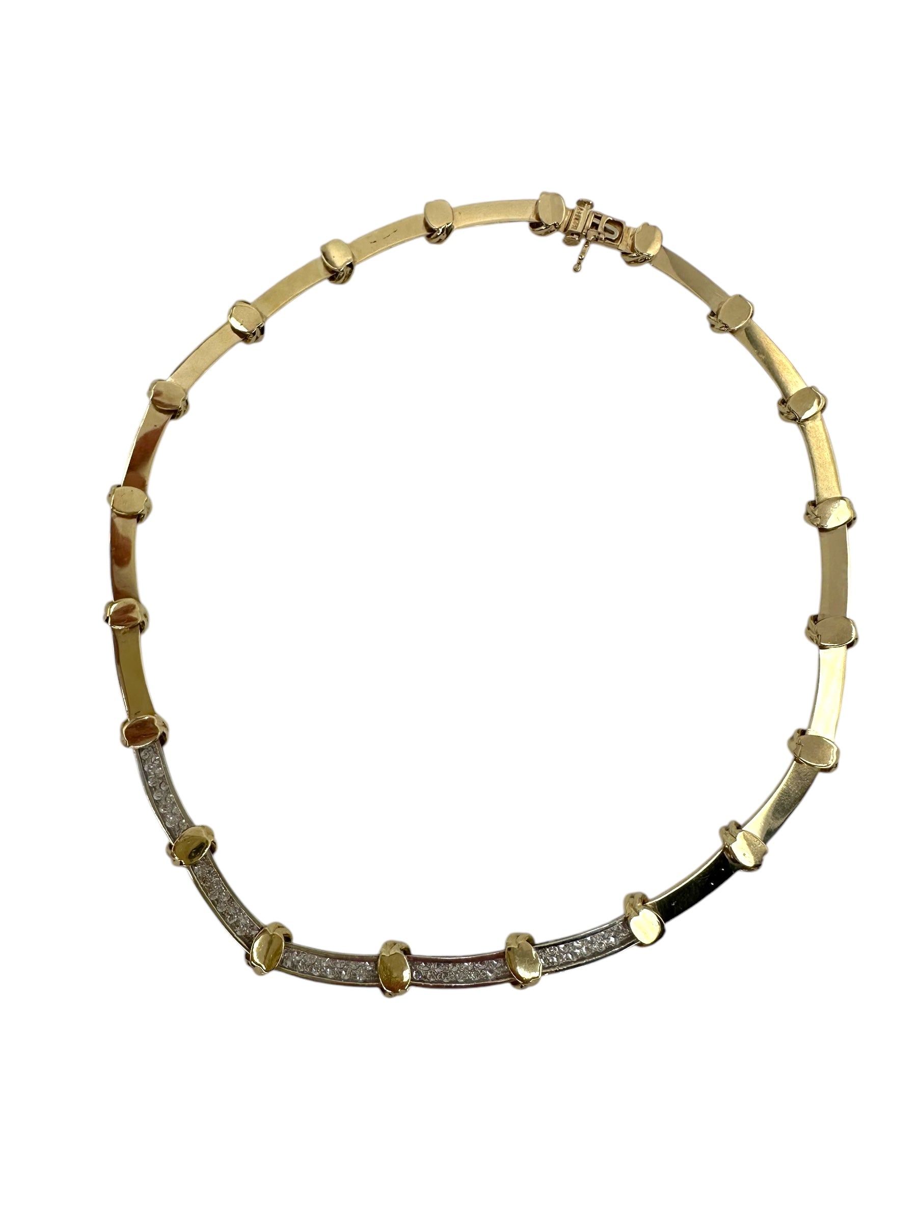 14k Diamond Knot Station Collar Necklace