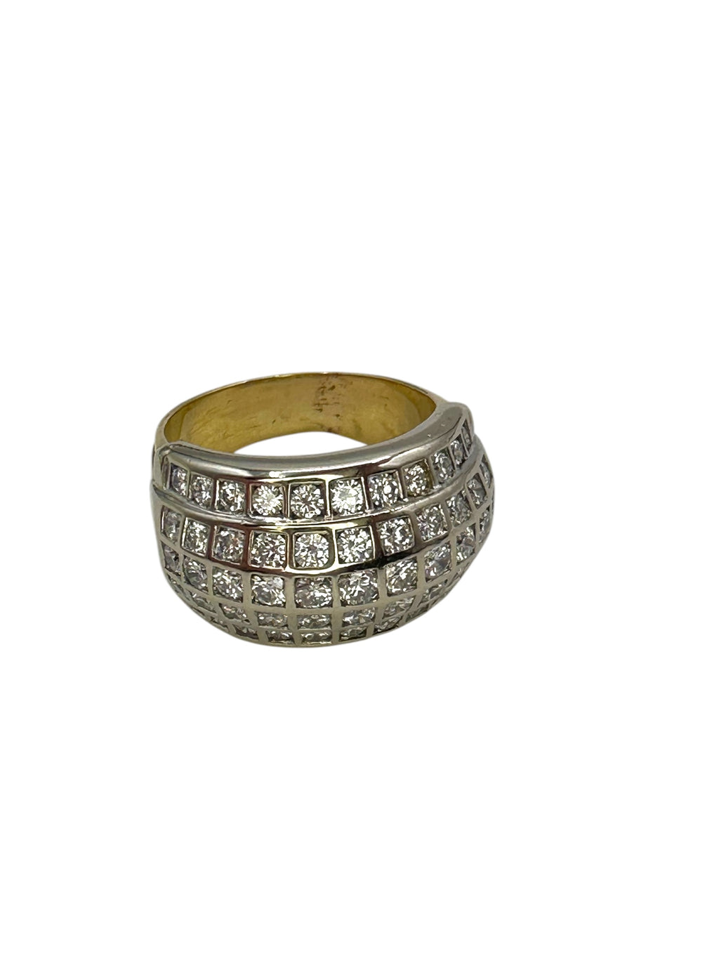 18k Two Tone Chunky Diamond Band Ring