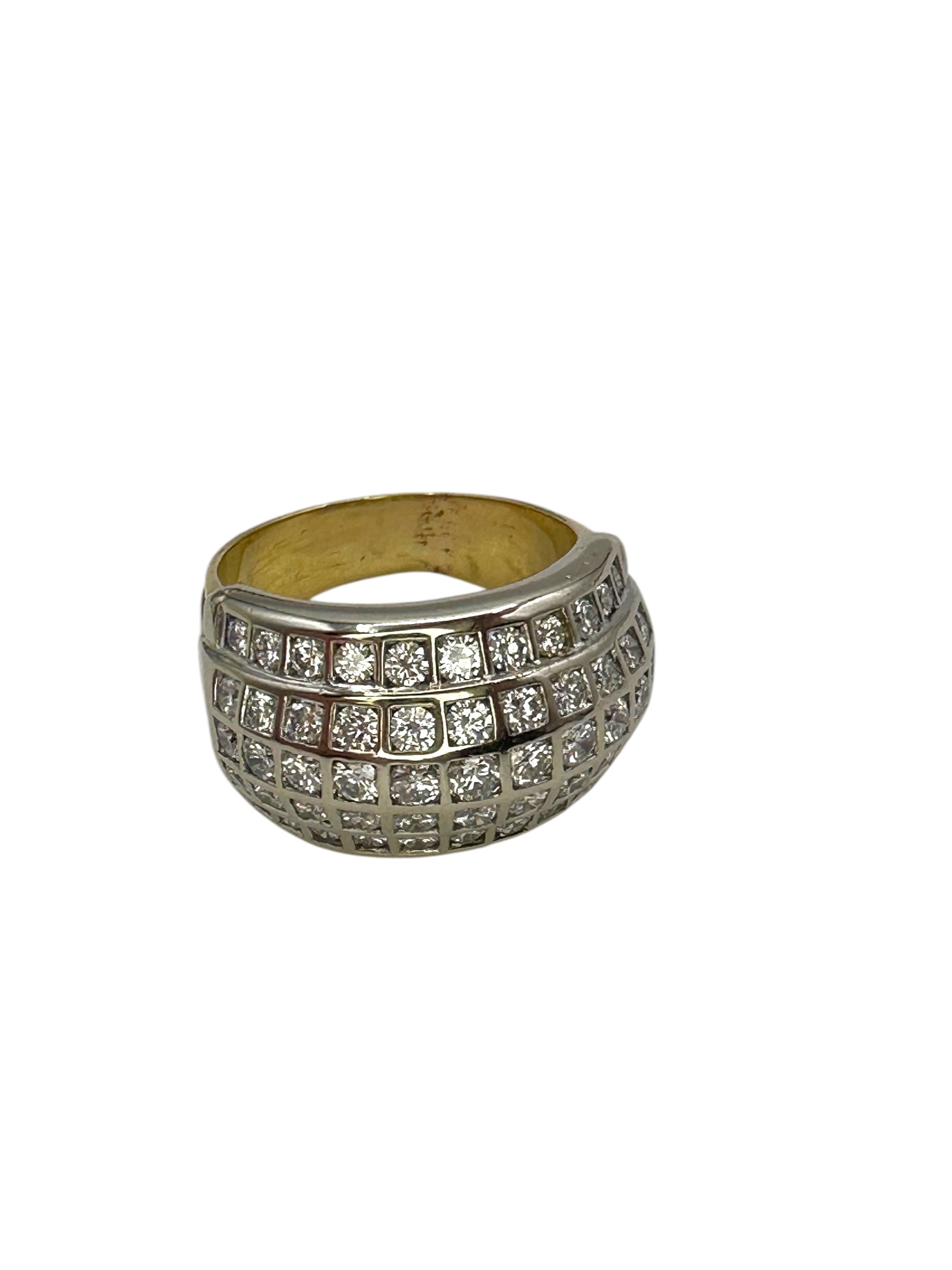 18k Two Tone Chunky Diamond Band Ring