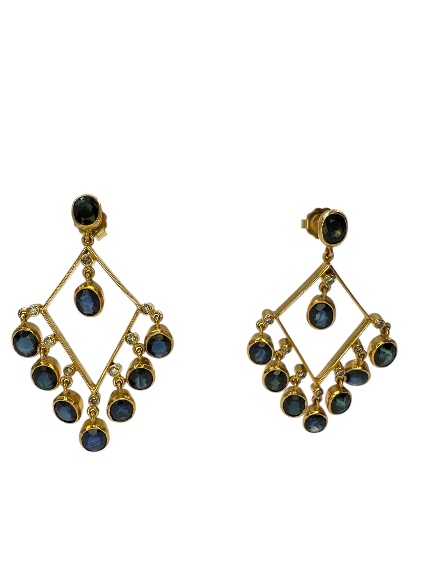 18k Sapphire Diamond Drop Earrings