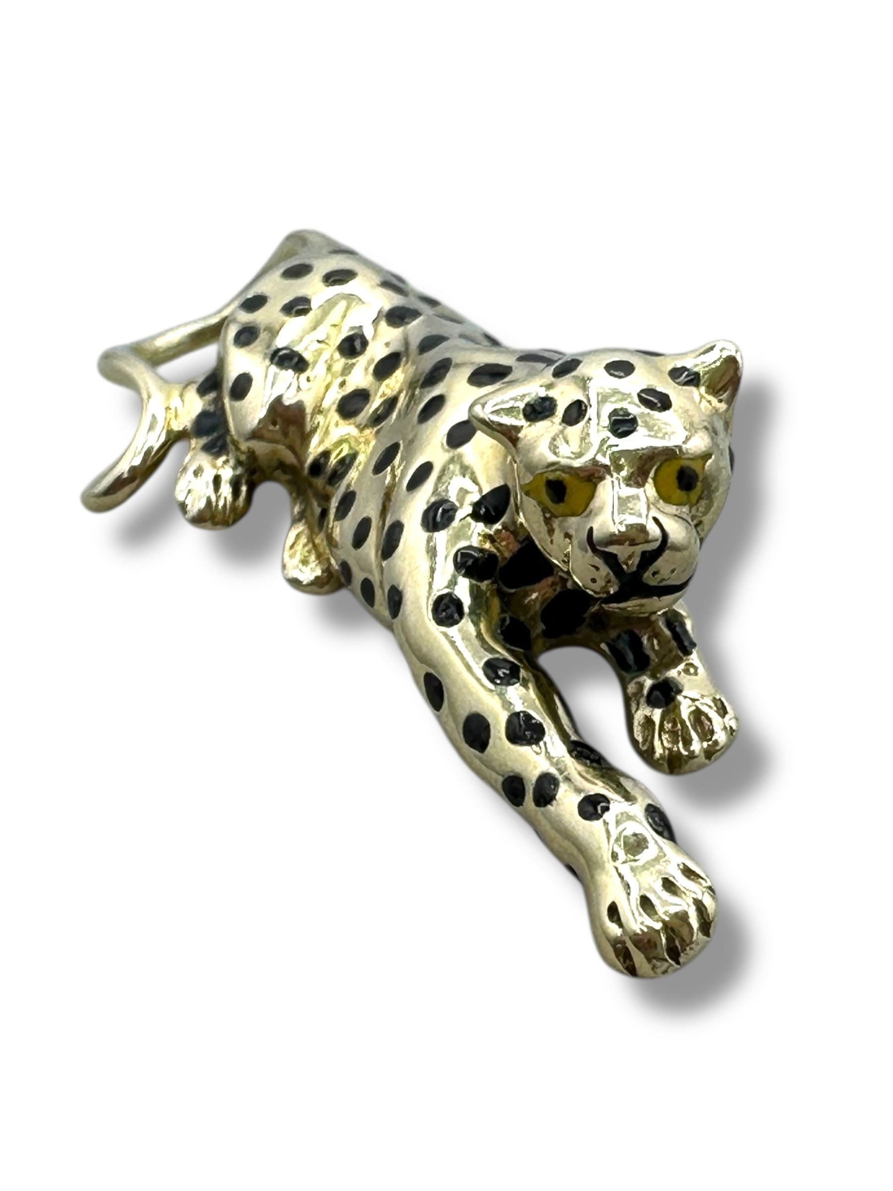 14k Enamel Panther Slide Pendant