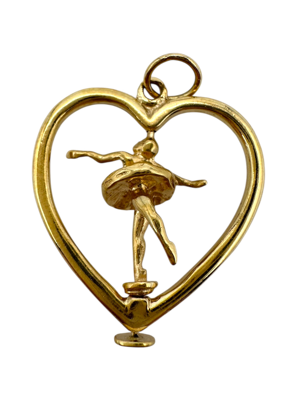 14k Heart Ballerina Spinning Pendant