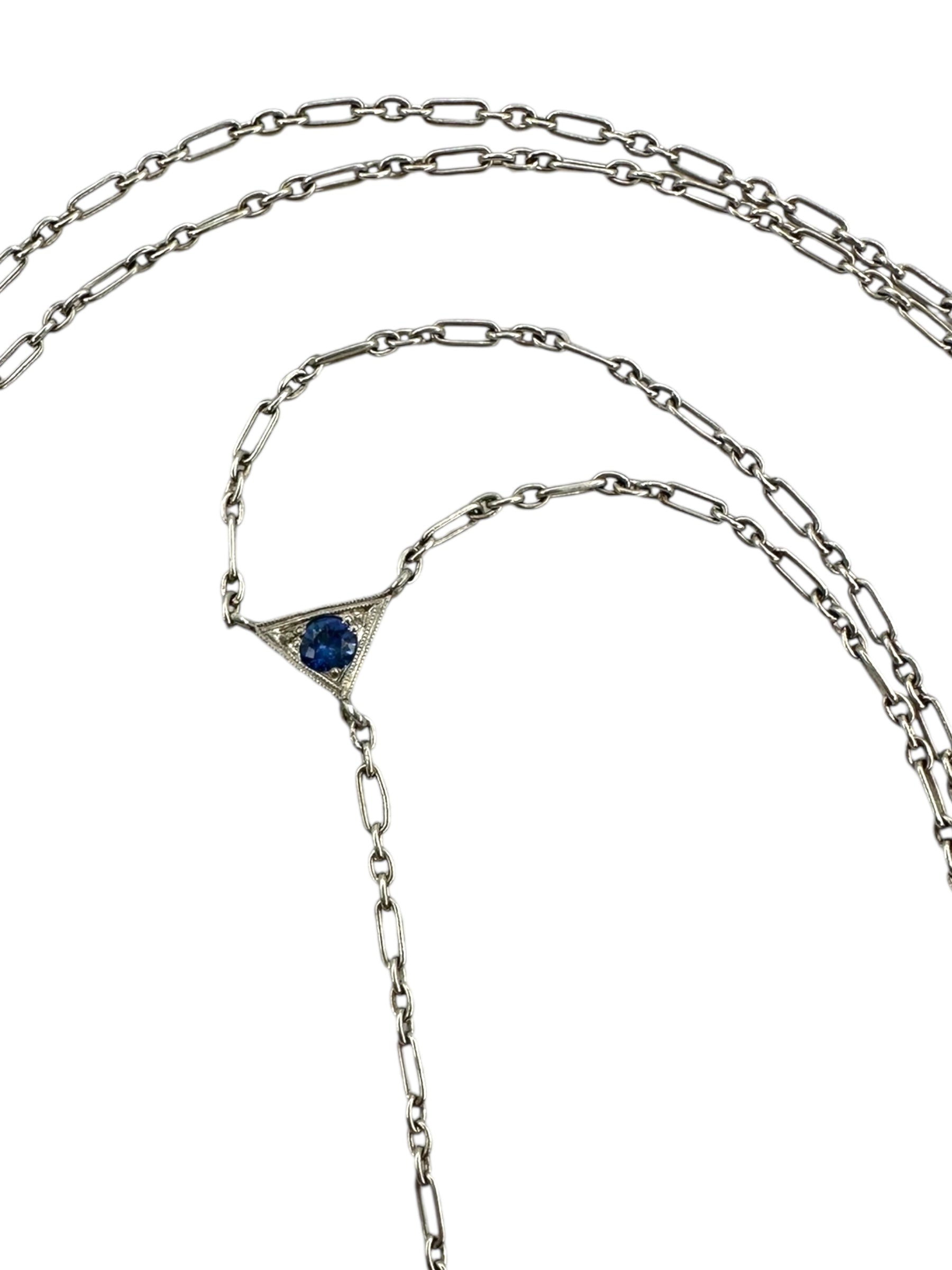 Art Deco Platinum Sapphire Lavaliere Necklace