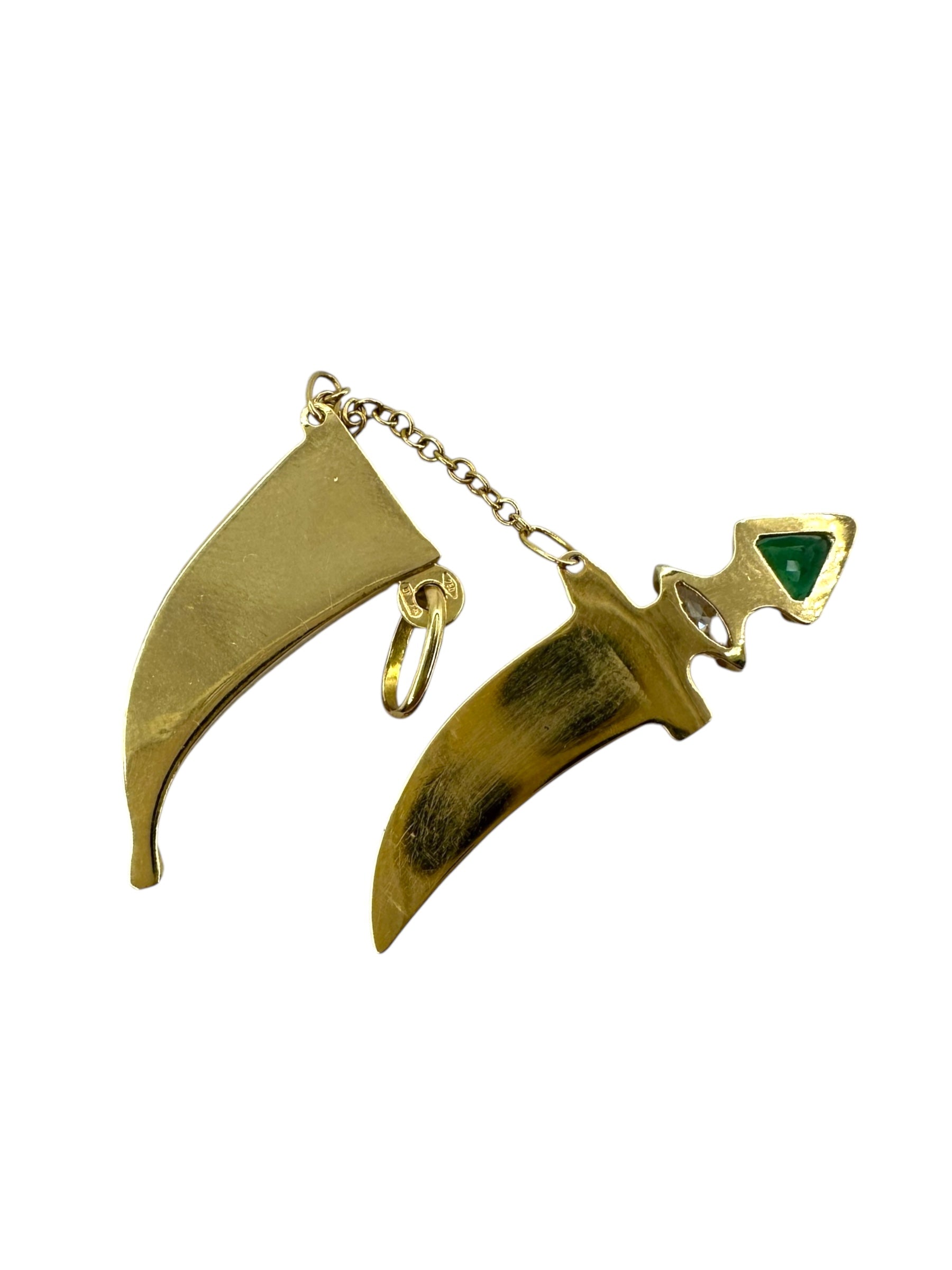 18k Uno a Erre Diamond Emerald Dagger Pendant