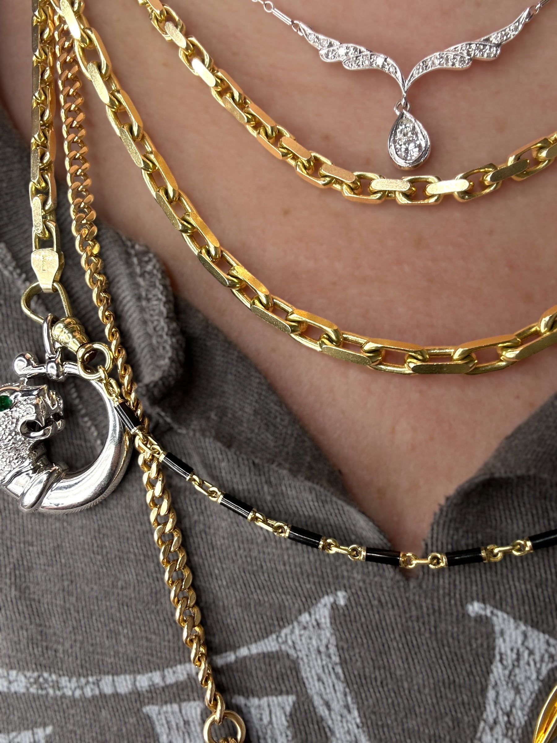 18k Diamond Panther Head Pendant